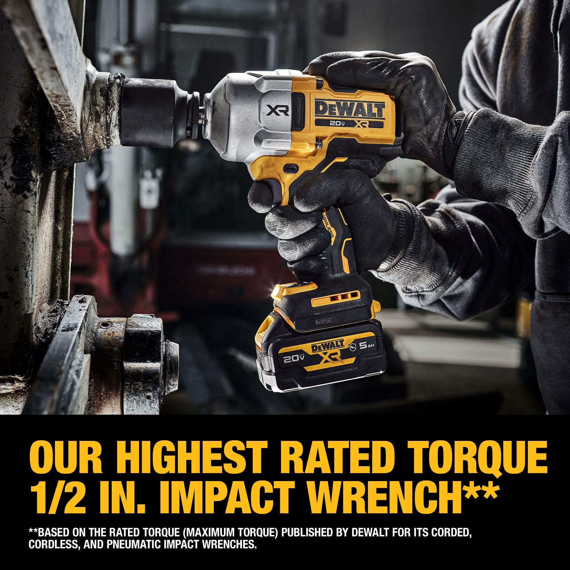 Foto 5 pulgar | Llave De Impacto Inalámbrica Dewalt 20 V Max 1/2 Hog Ring Con Batería - Venta Internacional.