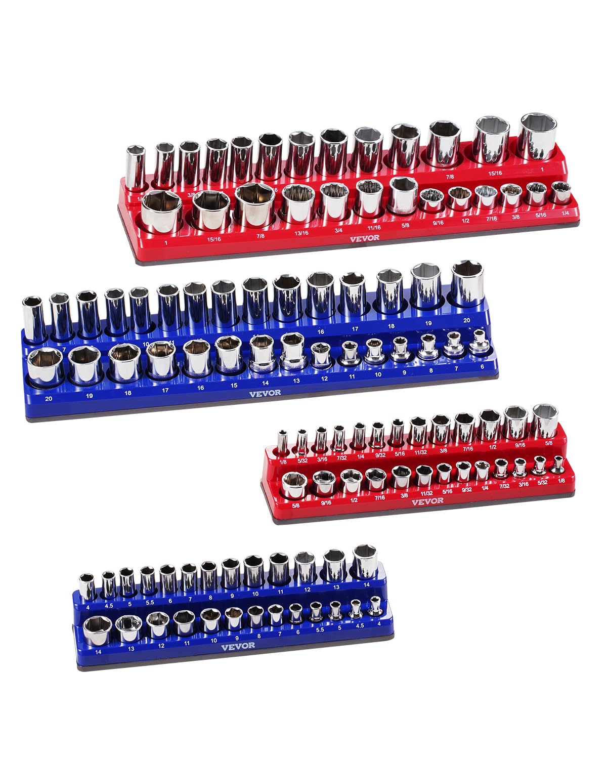 Foto 2 pulgar | Set Organizador De Enchufes Magnéticos Vevor, 4 Unidades, 1/4 Y 3/8 Pulgadas, Azul Y Rojo - Venta Internacional.