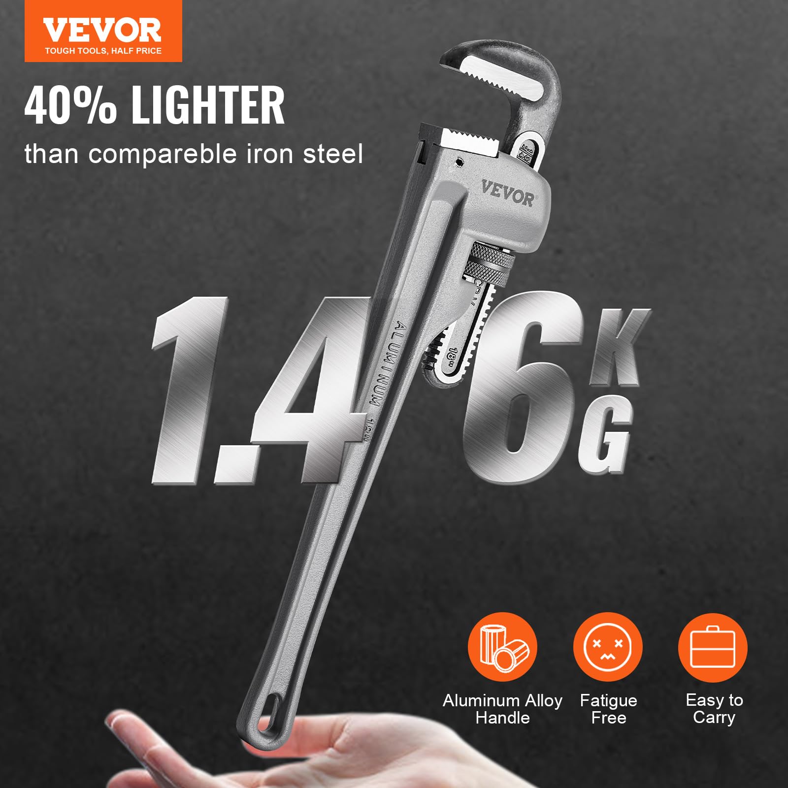 Foto 2 | Llave De Tubo Vevor 18 De Aluminio, Recta, Ajustable, Para Fontanería - Venta Internacional.