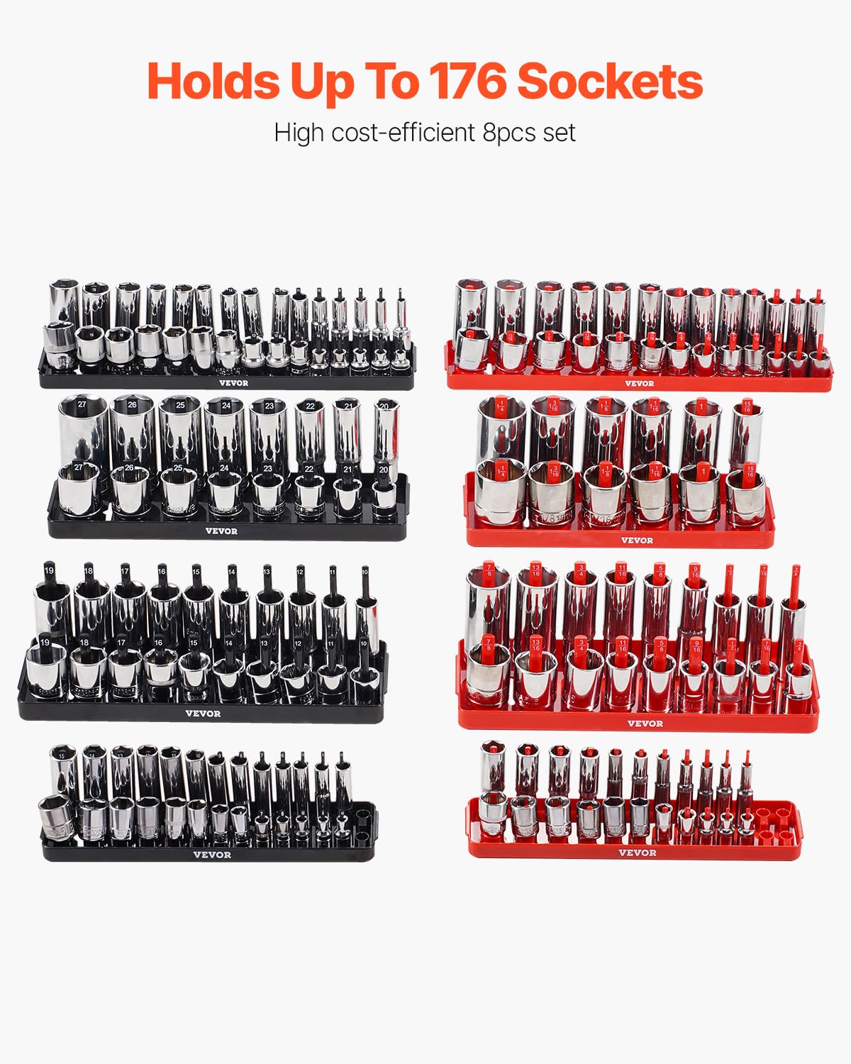 Foto 4 pulgar | Juego Organizador De Enchufes Vevor High-rod, 8 Piezas De 1/4, 3/8 Pulgadas Y 1/2 Pulgadas - Venta Internacional.