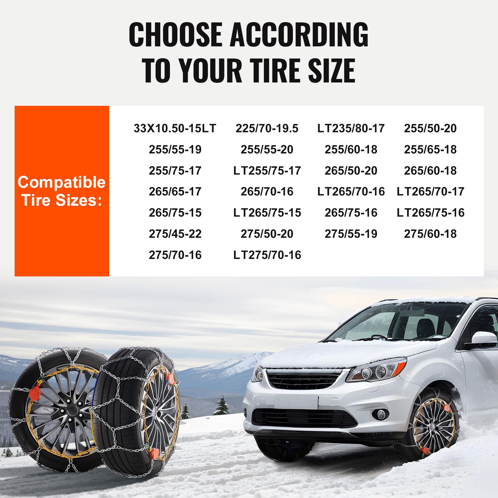 Foto 6 pulgar | Cadenas Para Neumáticos De Nieve Vevor Para Coches, Suv Y Camionetas, Paquete De 2 - Venta Internacional.