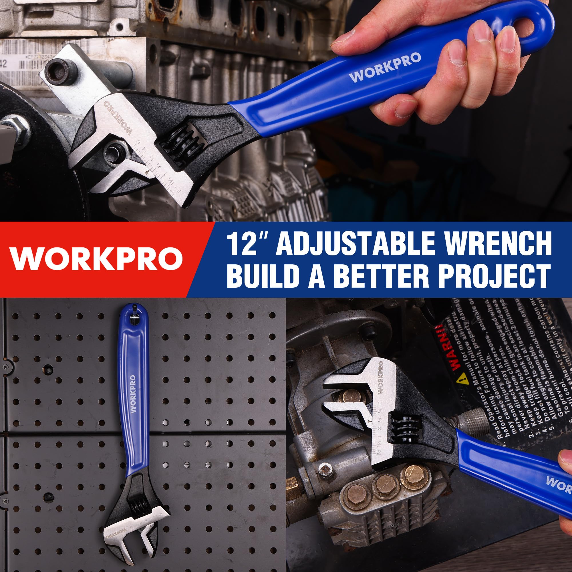 Foto 6 | Llave Ajustable Workpro De 12 Pulgadas, Llave Ancha De Acero Cr-v De Óxido Negro De Mordaza Ancha, B - Venta Interna