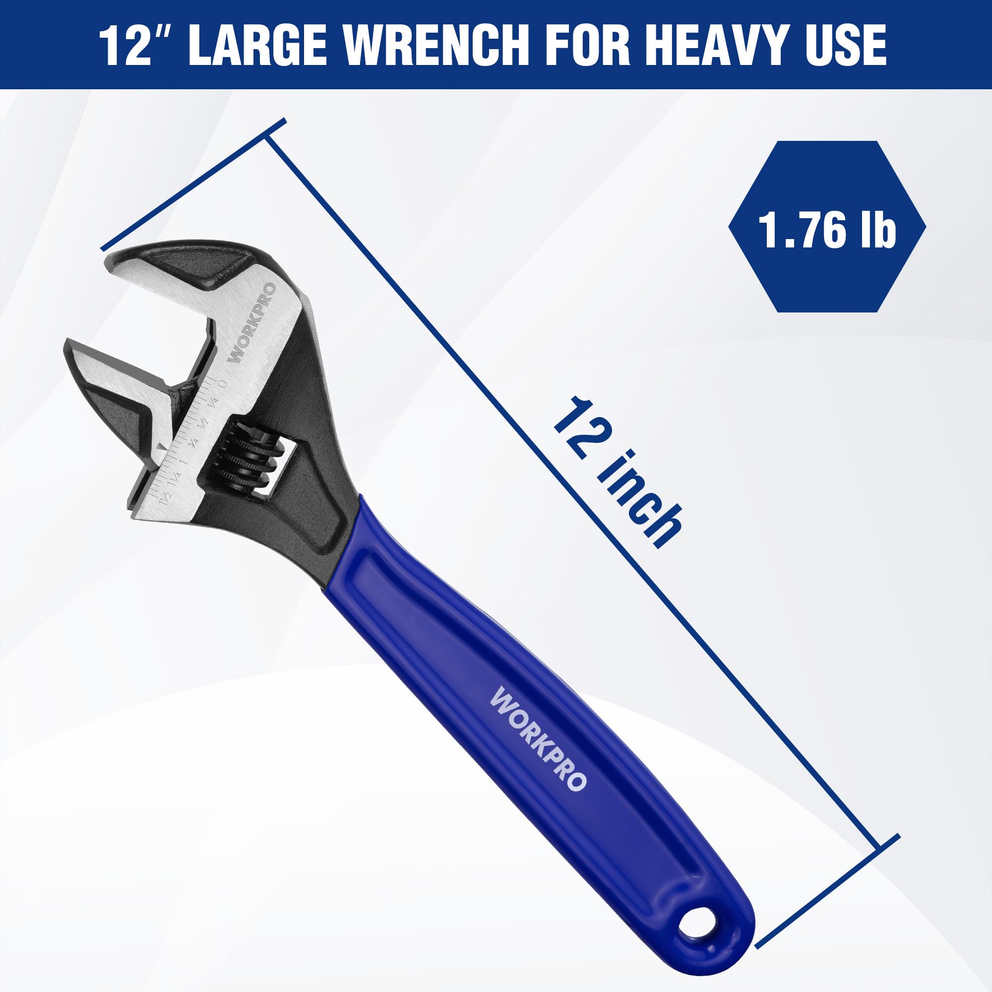 Foto 7 | Llave Ajustable Workpro De 12 Pulgadas, Llave Ancha De Acero Cr-v De Óxido Negro De Mordaza Ancha, B - Venta Interna