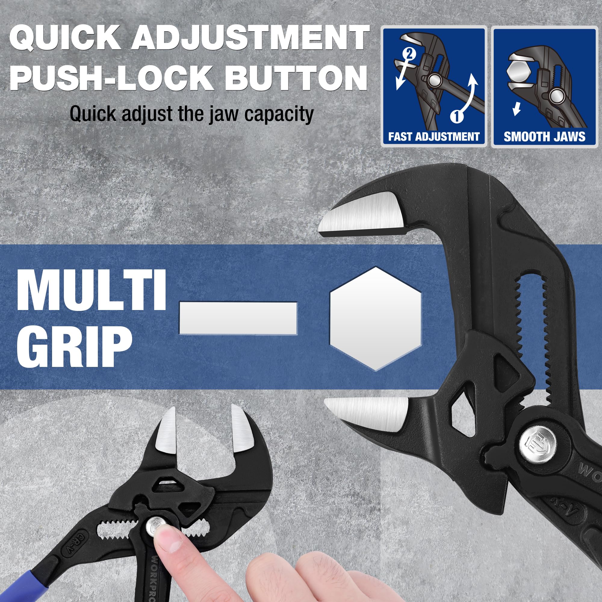 Foto 4 pulgar | Juego De Alicates Y Llaves Workpro Cr-v De 7 Y 10 Pulgadas, Acero Negro - Venta Internacional.
