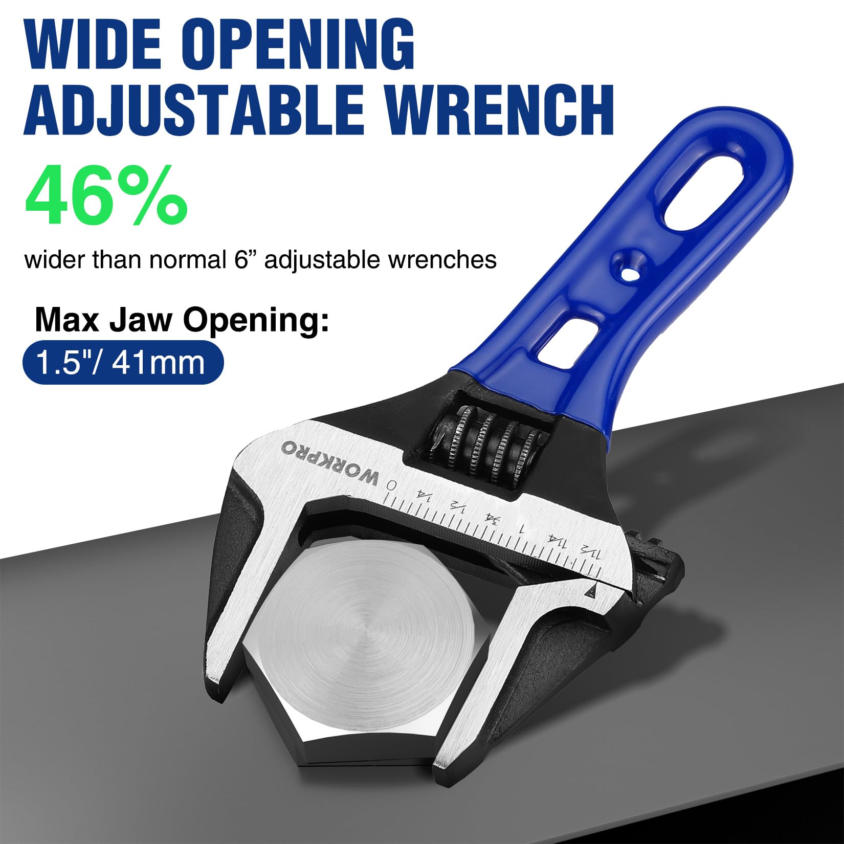 Foto 2 | Llave Ajustable Rechoncha Workpro De 6 Pulgadas, Llave De Apertura De Mordaza Extra Ancha De 1.5 Pul - Venta Internac