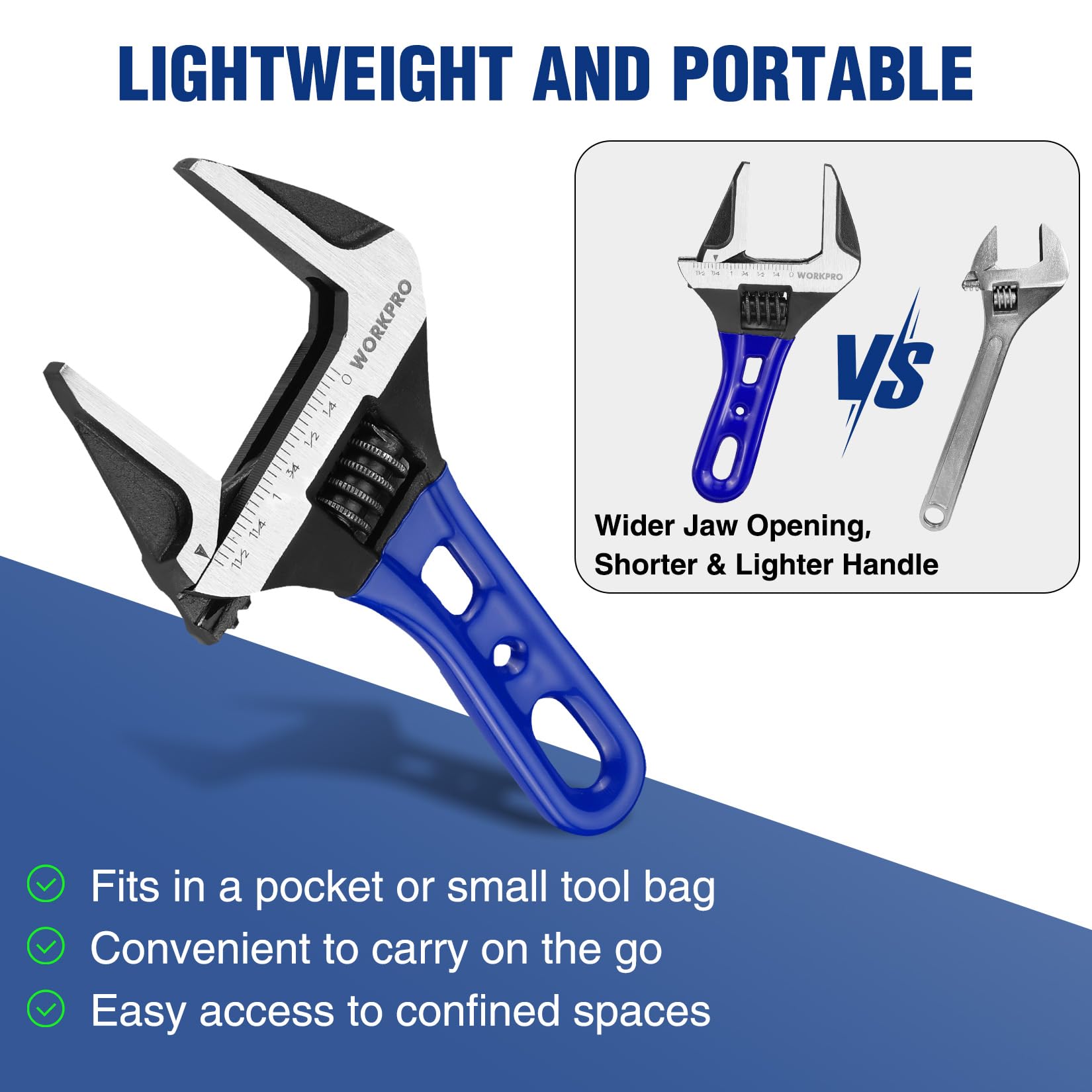 Foto 4 | Llave Ajustable Rechoncha Workpro De 6 Pulgadas, Llave De Apertura De Mordaza Extra Ancha De 1.5 Pul - Venta Internac