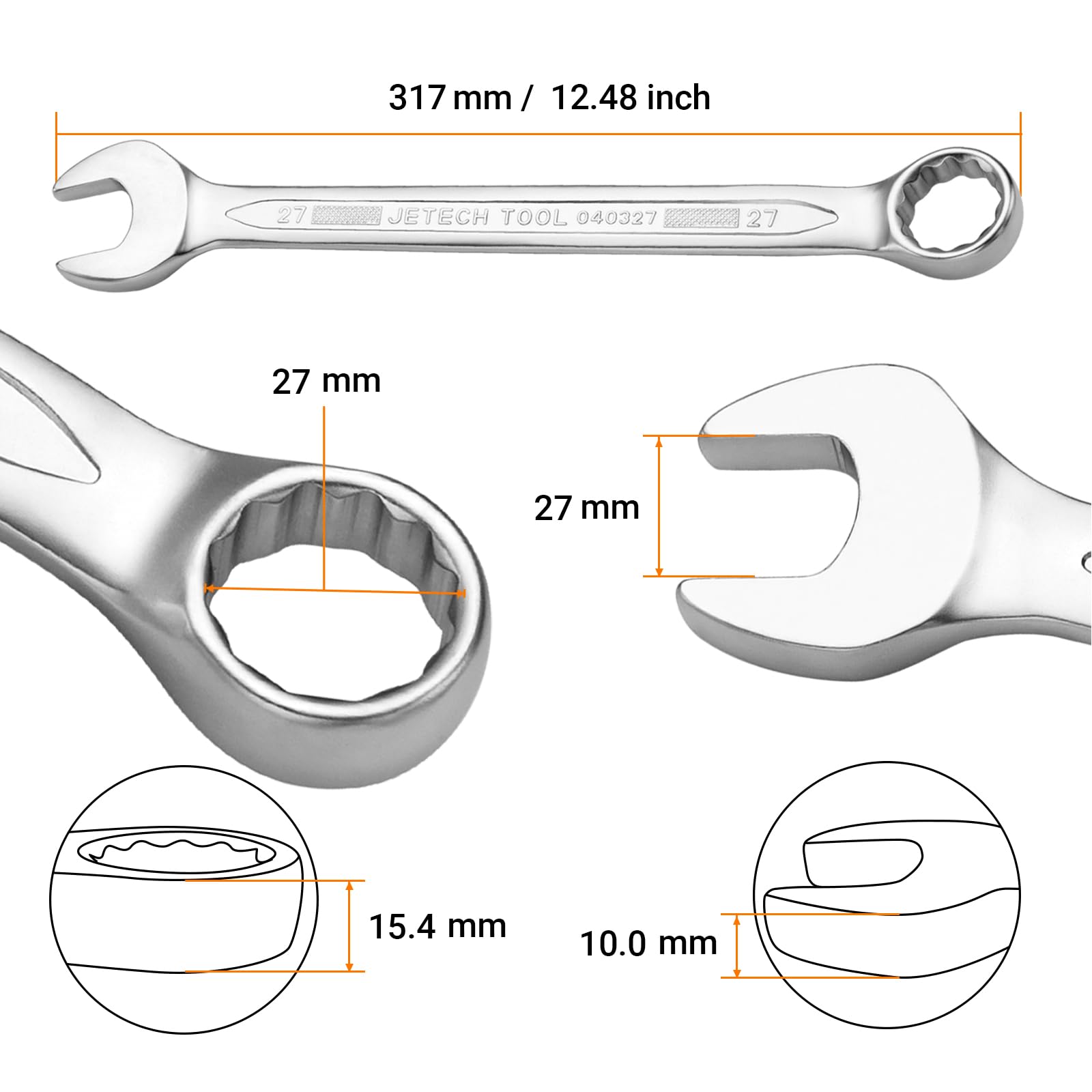 Foto 3 pulgar | Llave Combinada Jetech De Grado Industrial, 27 Mm, Cromo Vanad - Venta Internacional.