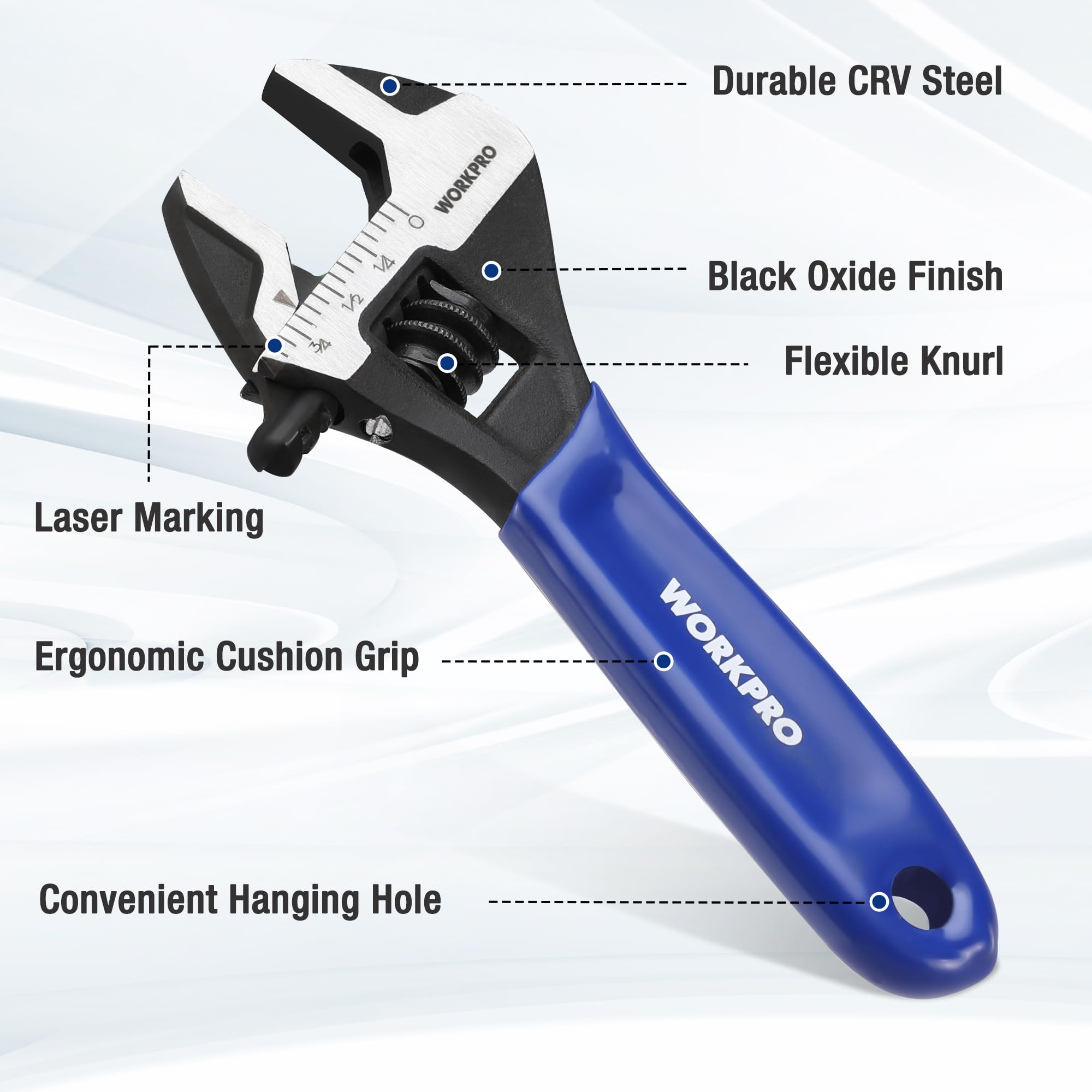 Foto 3 pulgar | Llave Ajustable Workpro De Acero Cr-v De 10 Cm Con Mordaza Ancha - Venta Internacional.