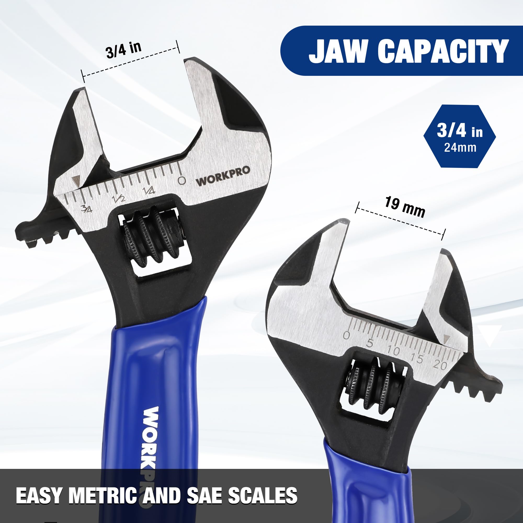 Foto 4 pulgar | Llave Ajustable Workpro De Acero Cr-v De 10 Cm Con Mordaza Ancha - Venta Internacional.