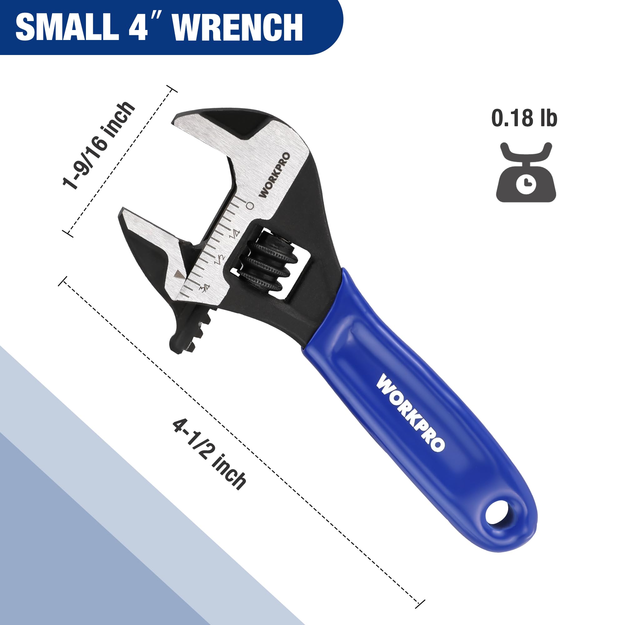 Foto 7 pulgar | Llave Ajustable Workpro De Acero Cr-v De 10 Cm Con Mordaza Ancha - Venta Internacional.