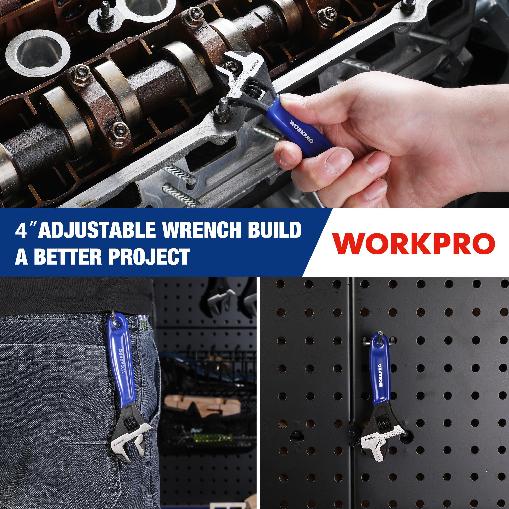 Foto 8 pulgar | Llave Ajustable Workpro De Acero Cr-v De 10 Cm Con Mordaza Ancha - Venta Internacional.