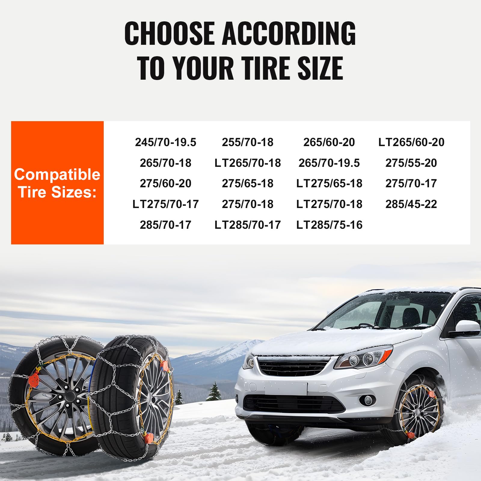 Foto 6 pulgar | Cadenas Para Neumáticos De Nieve Vevor Para Coches, Suv Y Camionetas, Paquete De 2 - Venta Internacional.