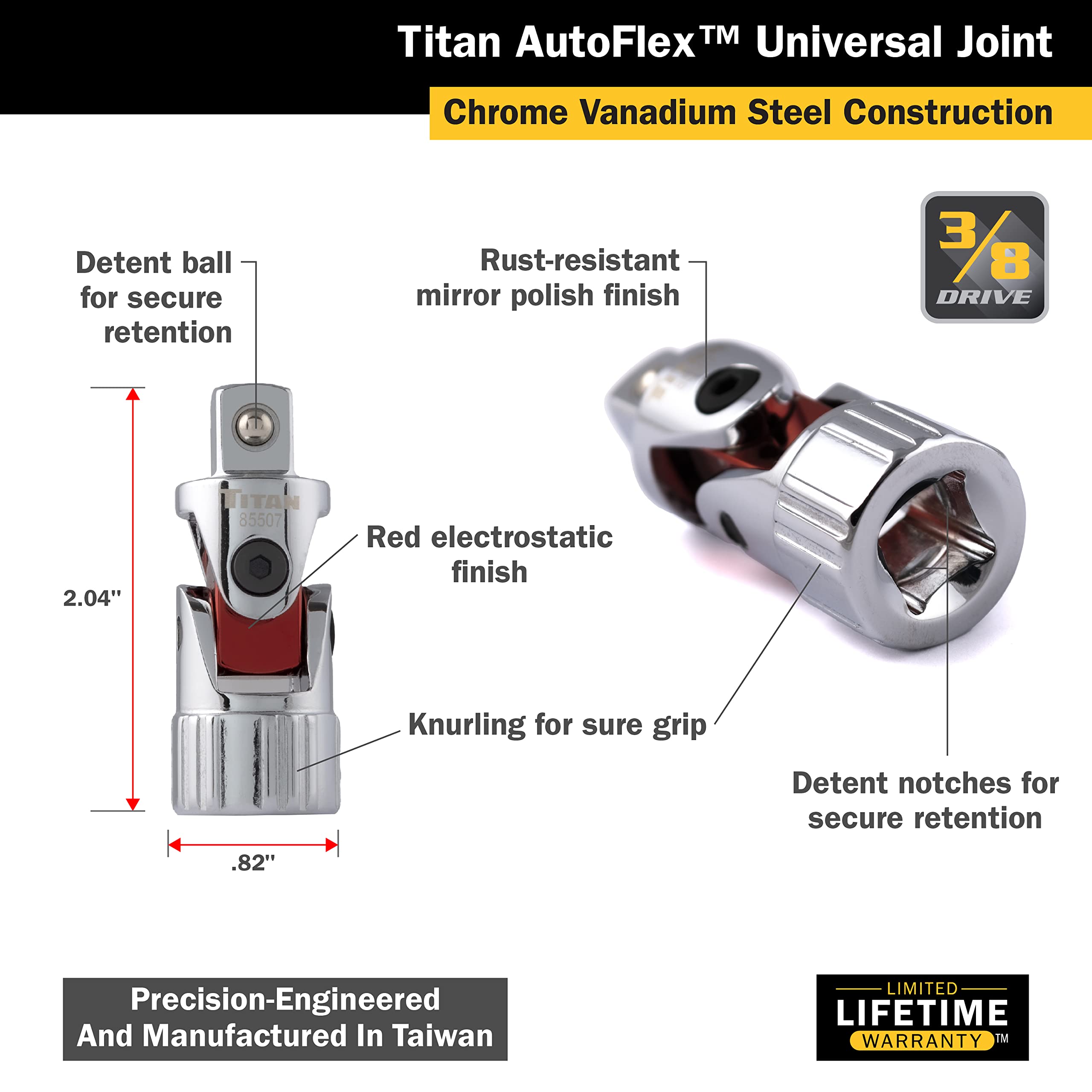 Foto 2 | Universal Joint Titan 85507 Drive Auto Flex De 3/8 Pulgadas - Venta Internacional.