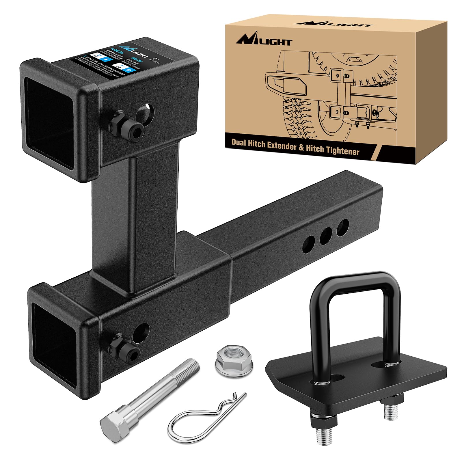 Foto 1 | Receptor Hitch Extender Nilight Dual De 10 Cm Con Extensión Máxima De 2 Pulgadas - Venta Internacional.