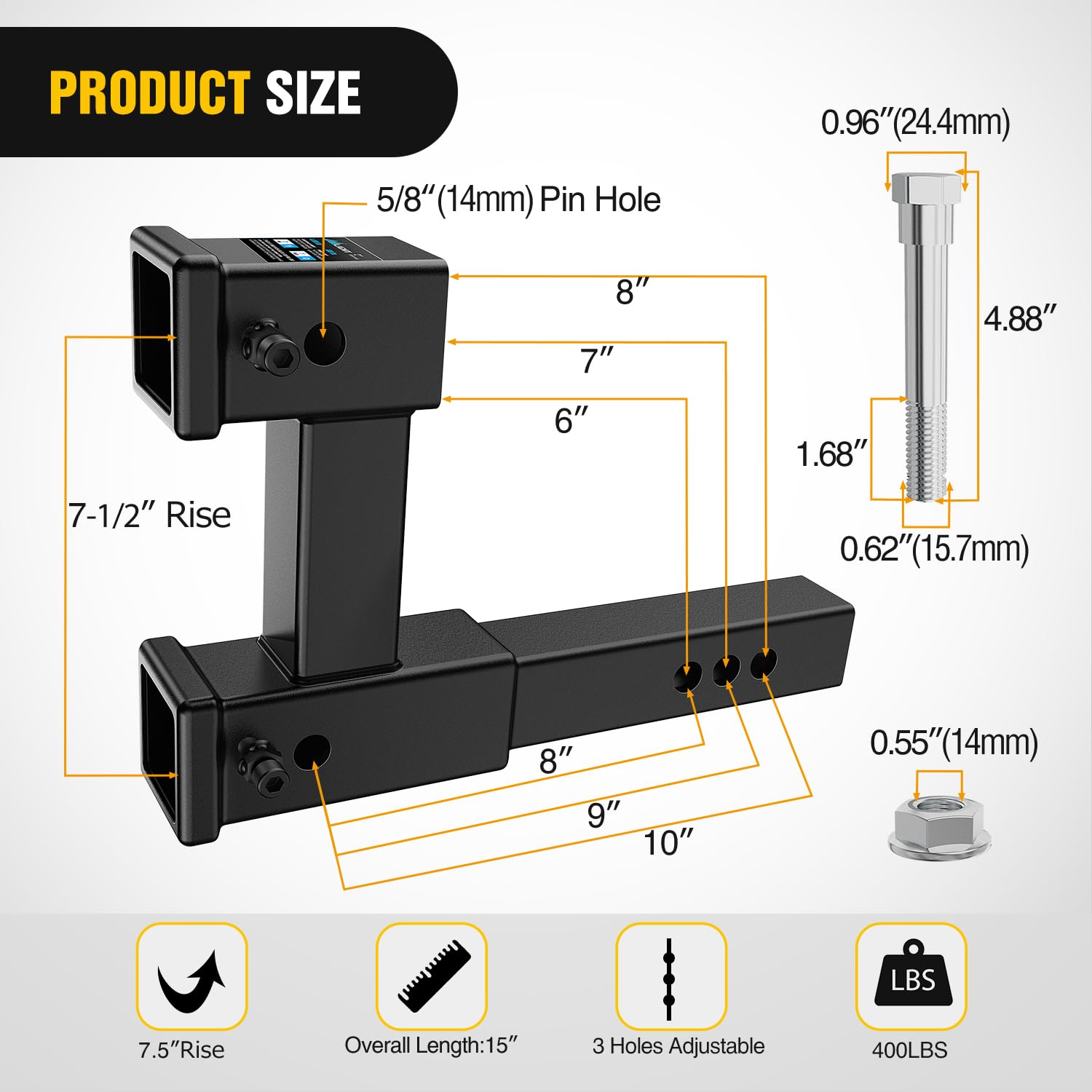 Foto 2 | Receptor Hitch Extender Nilight Dual De 10 Cm Con Extensión Máxima De 2 Pulgadas - Venta Internacional.