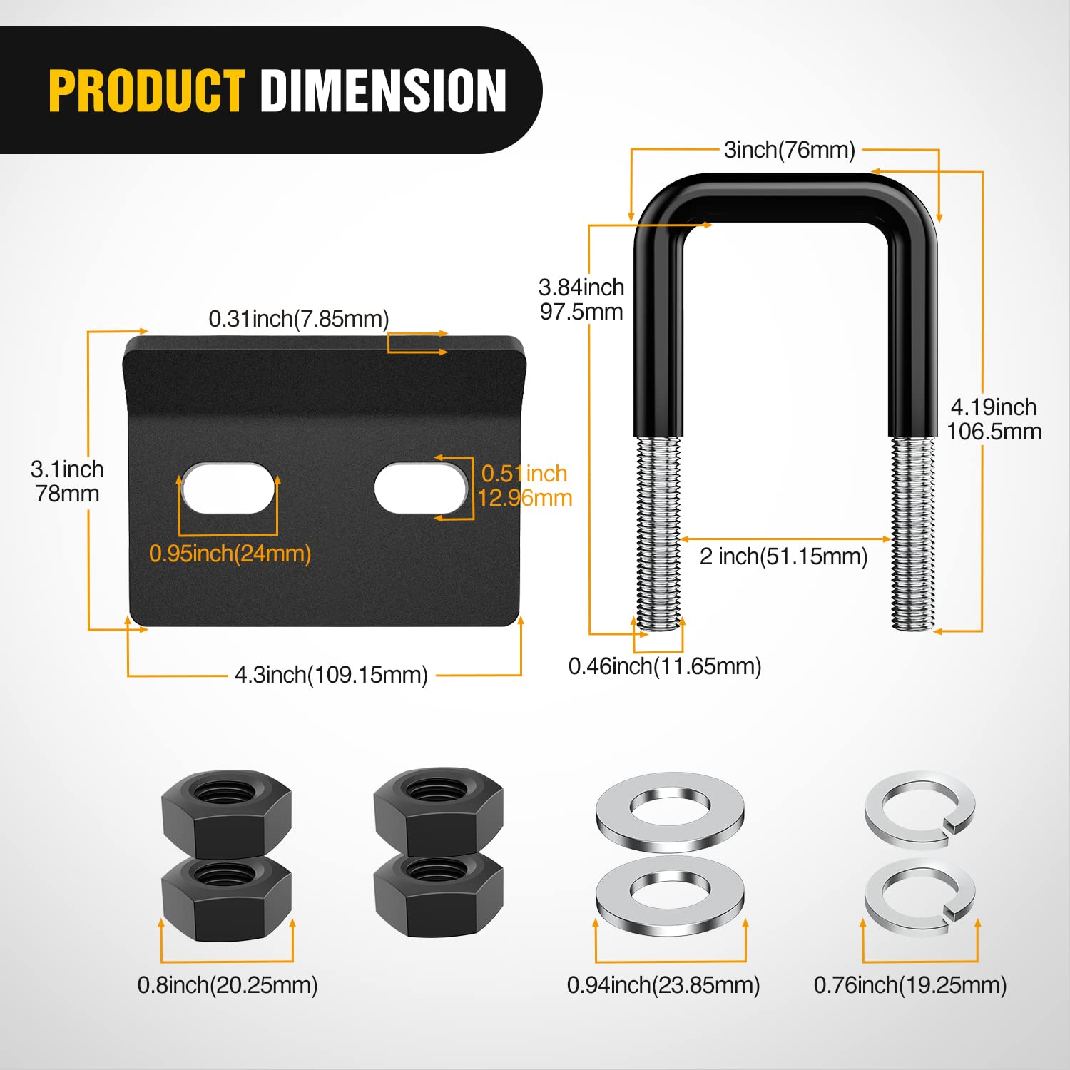 Foto 4 | Receptor Hitch Extender Nilight Dual De 10 Cm Con Extensión Máxima De 2 Pulgadas - Venta Internacional.
