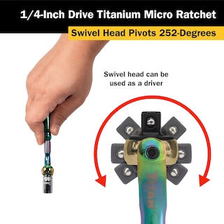 Foto 7 | Cabezal Giratorio Ratchet Titan 11326 Con Accionamiento De 1/4 Pulgadas Y 90 Dientes - Venta Internacional.