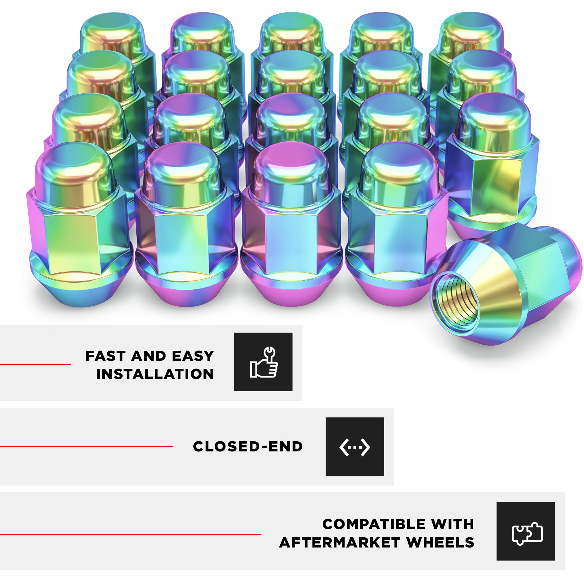 Foto 5 | Lug Nuts White Knight 1704sneo-20am Neo Chrome 1/2-20, Paquete De 20 - Venta Internacional.