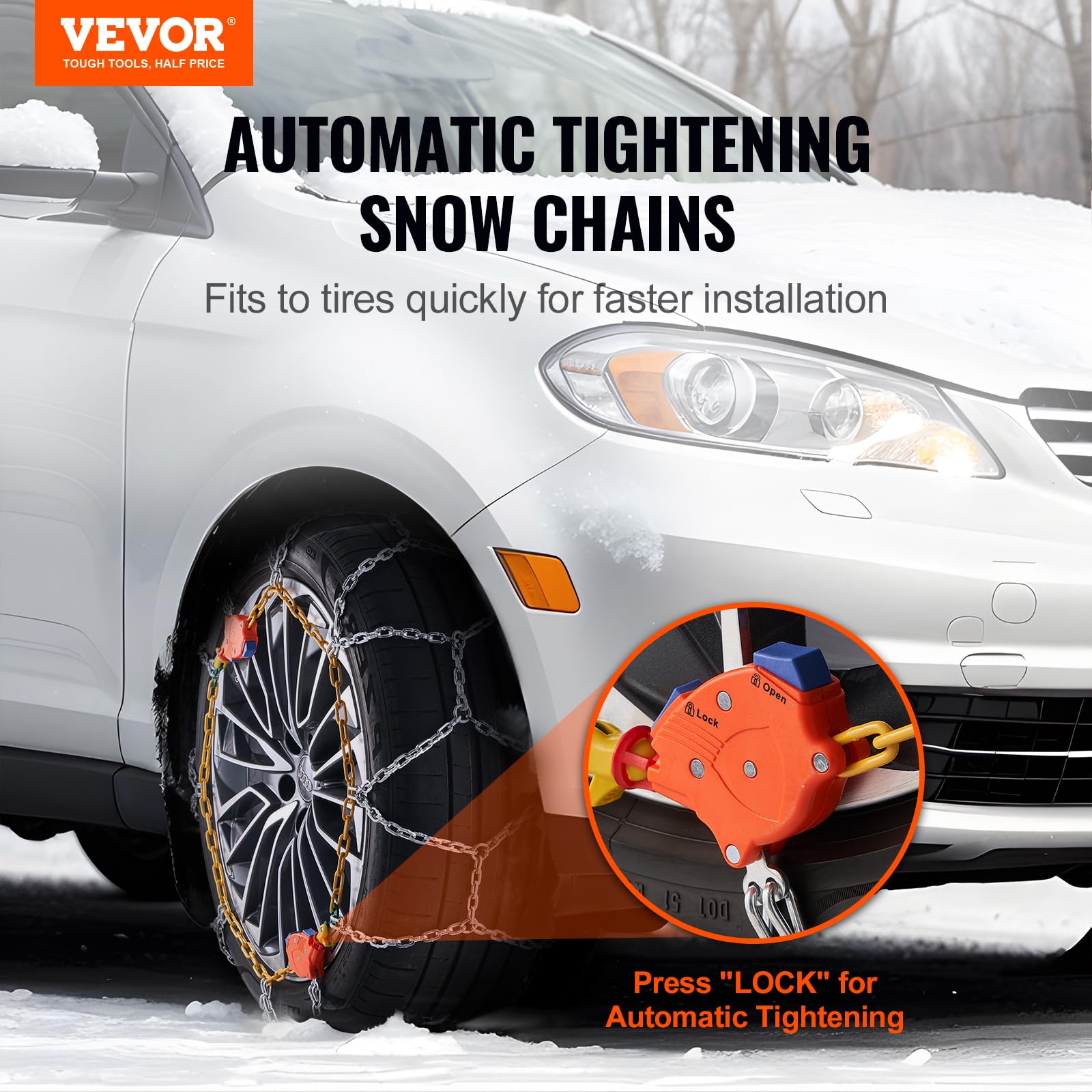 Foto 3 pulgar | Cadenas Para Neumáticos De Nieve Vevor Para Coches, Suv Y Camionetas, Paquete De 2 - Venta Internacional.