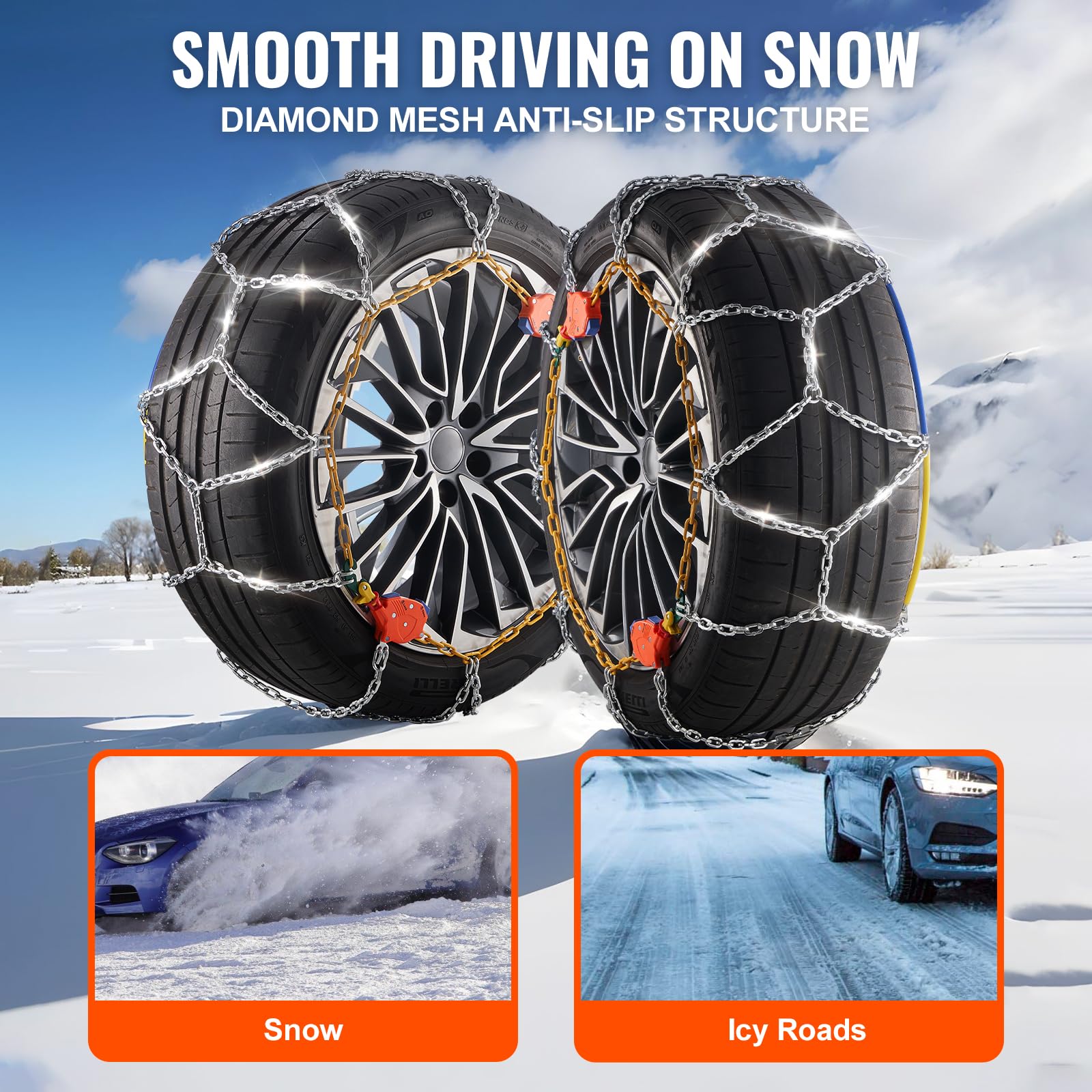 Foto 5 pulgar | Cadenas Para Neumáticos De Nieve Vevor Para Coches, Suv Y Camionetas, Paquete De 2 - Venta Internacional.