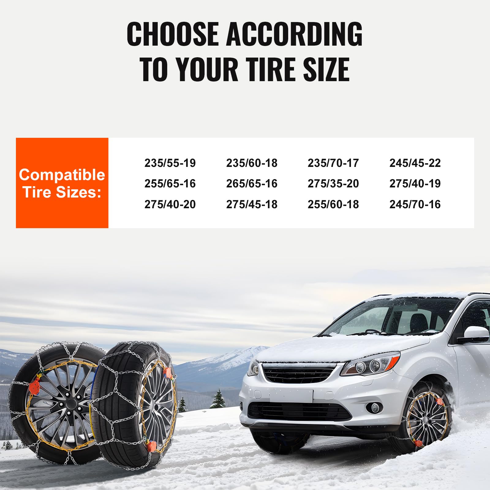 Foto 6 pulgar | Cadenas Para Neumáticos De Nieve Vevor Para Coches, Suv Y Camionetas, Paquete De 2 - Venta Internacional.