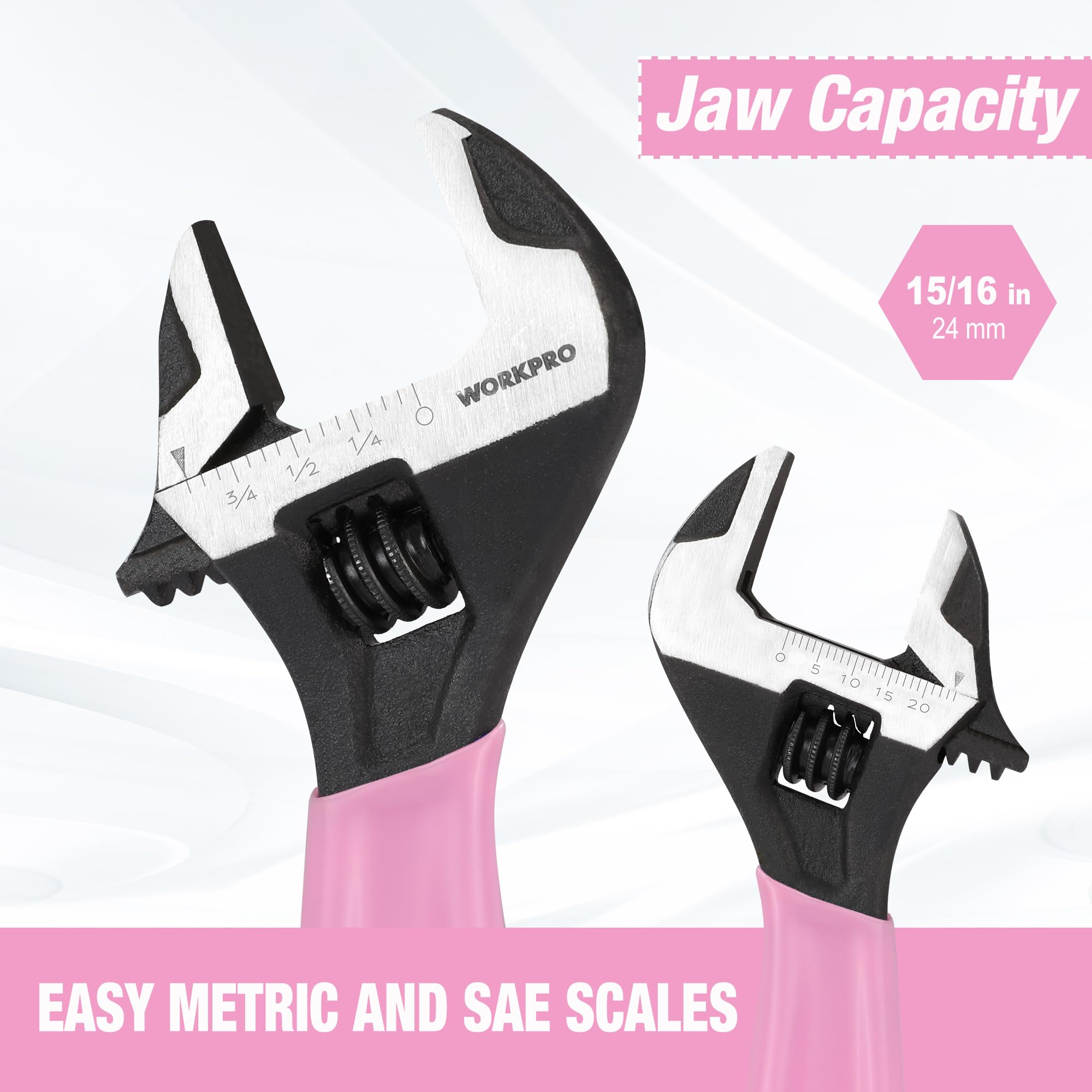 Foto 3 pulgar | Llave Ajustable Workpro De 15 Cm, Acero Cr-v Rosa, Métrica Y Sae - Venta Internacional.