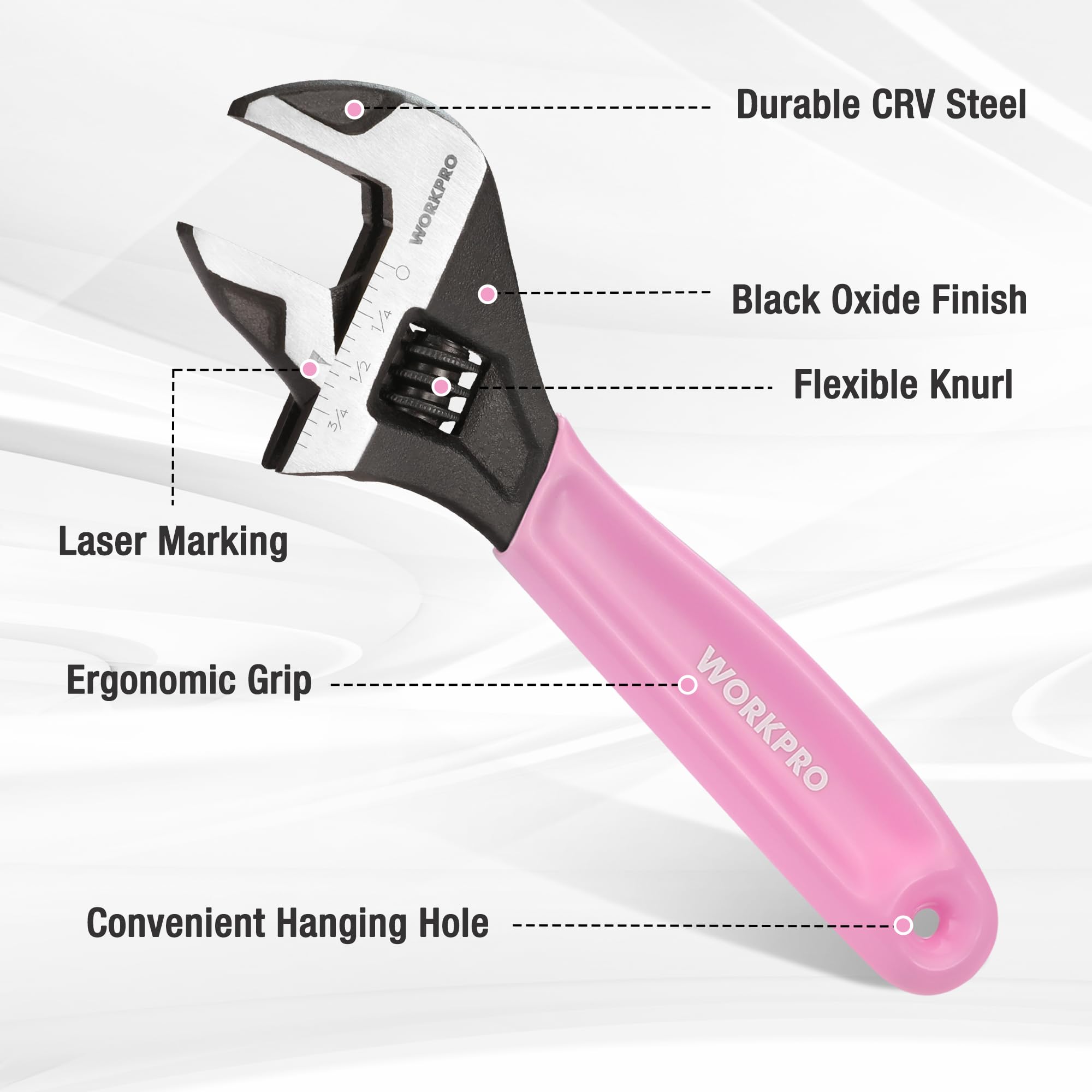 Foto 5 pulgar | Llave Ajustable Workpro De 15 Cm, Acero Cr-v Rosa, Métrica Y Sae - Venta Internacional.