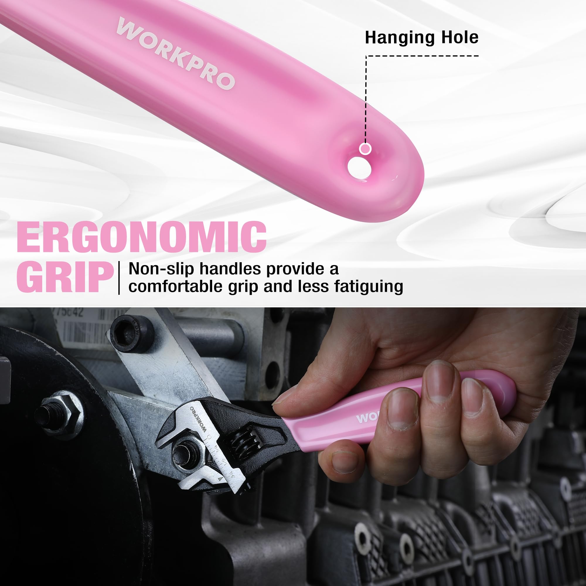 Foto 6 pulgar | Llave Ajustable Workpro De 15 Cm, Acero Cr-v Rosa, Métrica Y Sae - Venta Internacional.