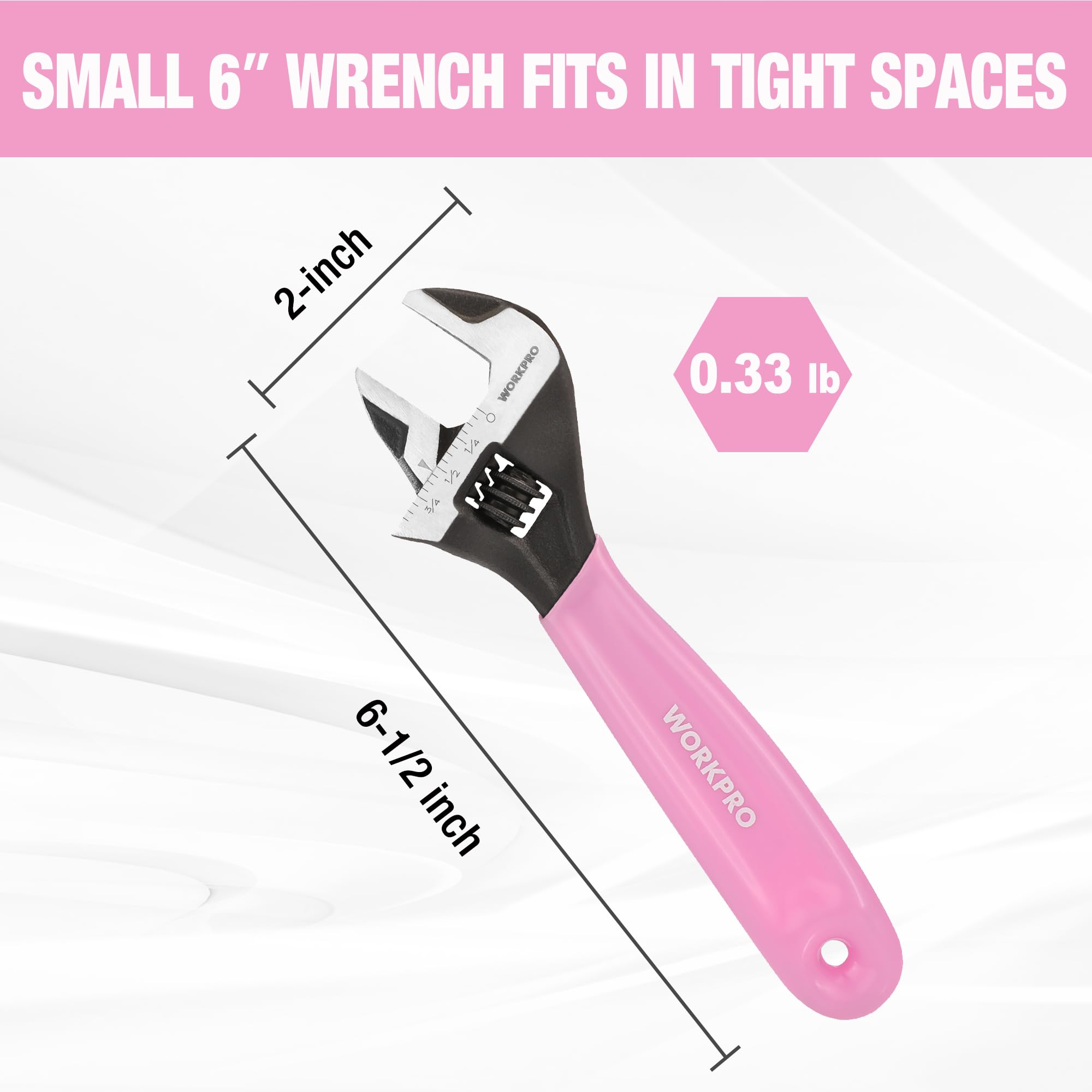 Foto 8 pulgar | Llave Ajustable Workpro De 15 Cm, Acero Cr-v Rosa, Métrica Y Sae - Venta Internacional.