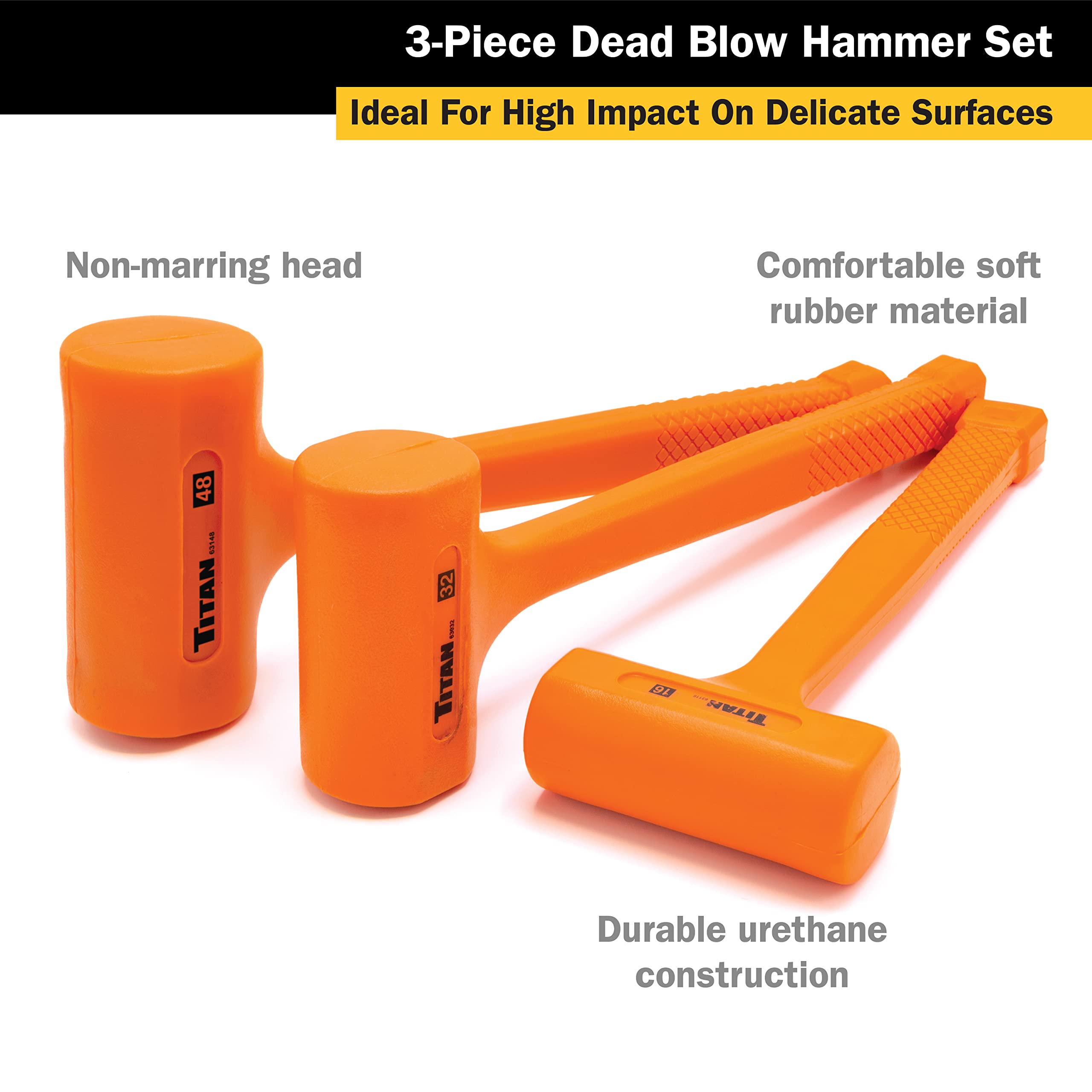 Foto 3 pulgar | Set De Martillos Dead Blow Titan 63143, 450 G, 900 G, 1,4 Kg - Venta Internacional.