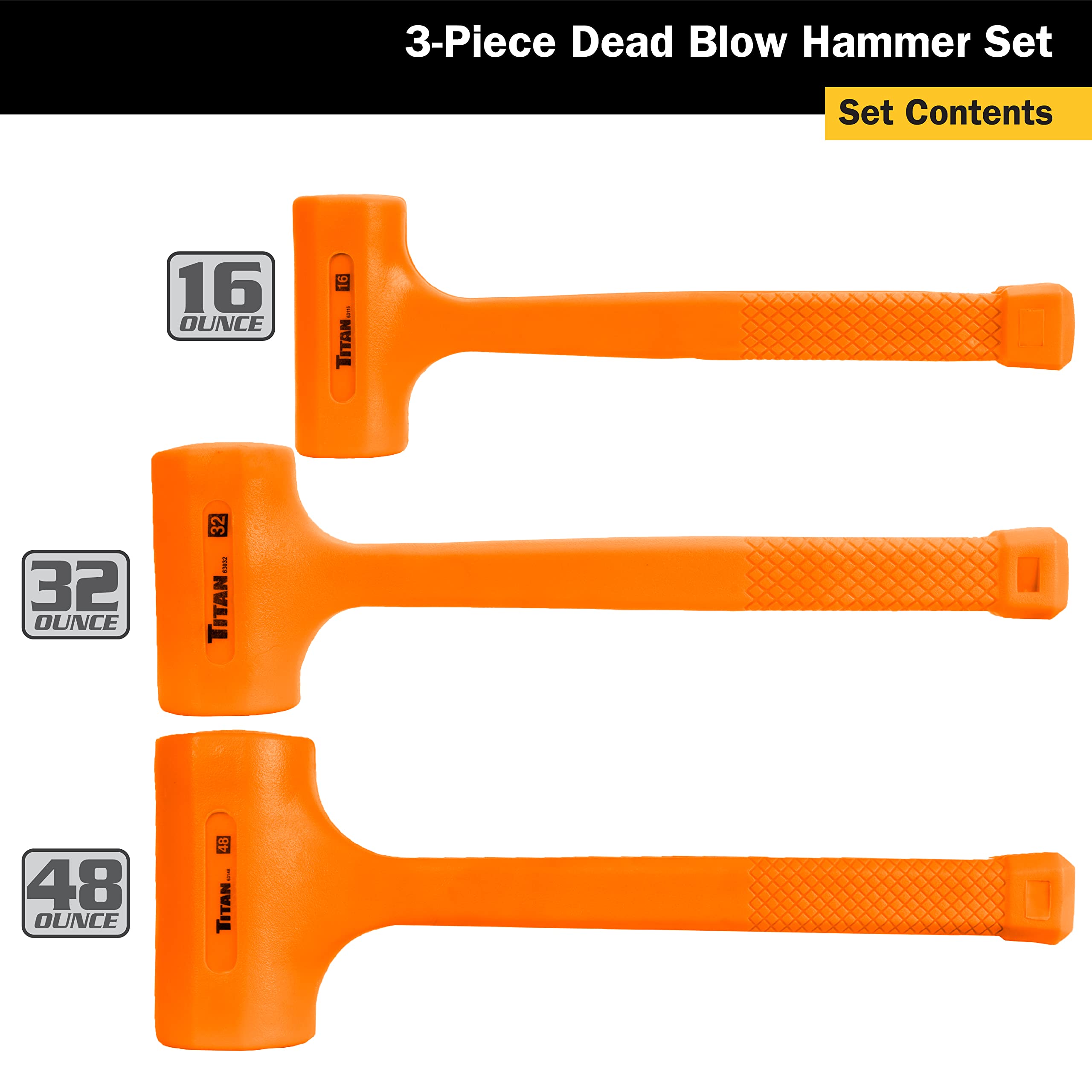 Foto 4 pulgar | Set De Martillos Dead Blow Titan 63143, 450 G, 900 G, 1,4 Kg - Venta Internacional.