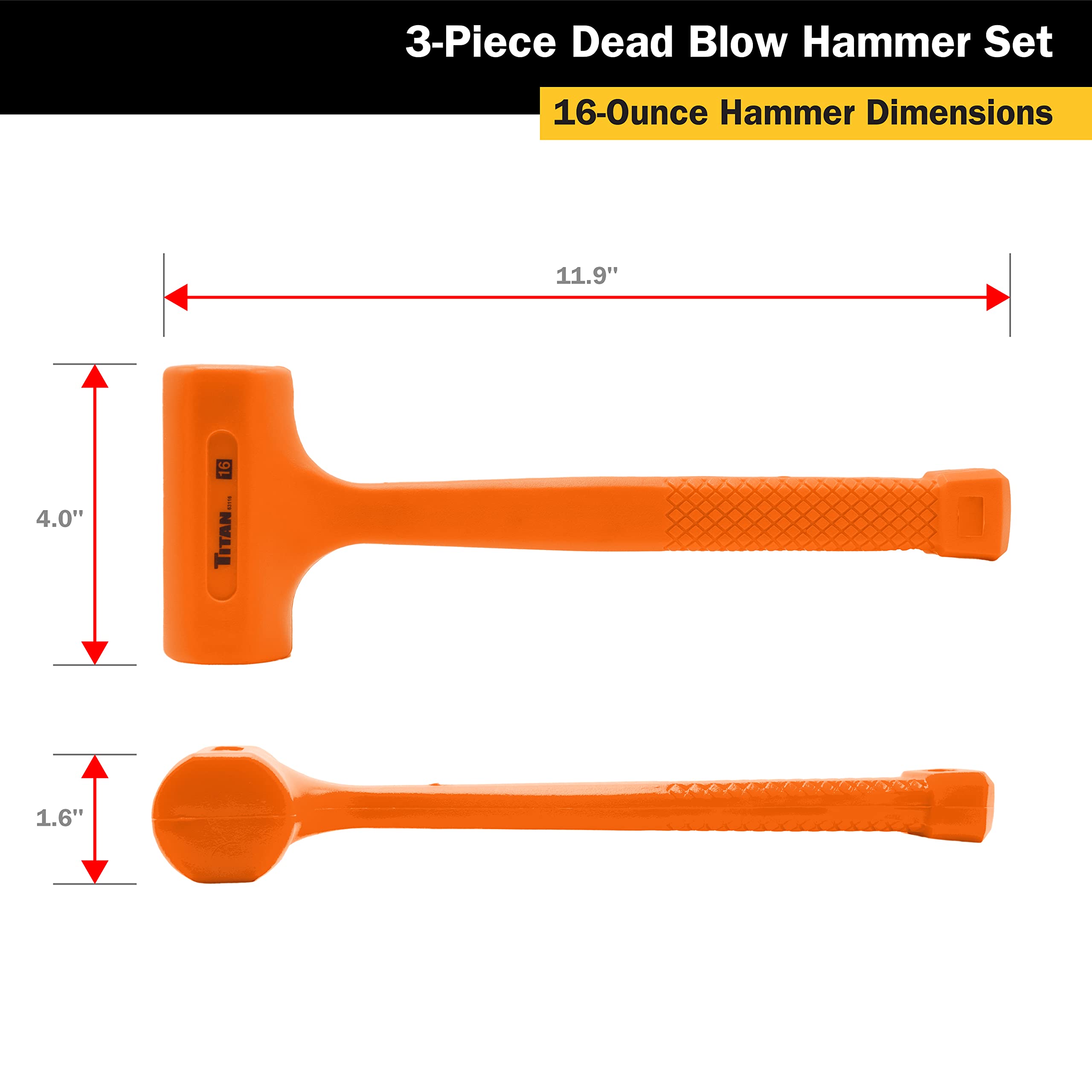 Foto 4 | Set De Martillos Dead Blow Titan 63143, 450 G, 900 G, 1,4 Kg - Venta Internacional.