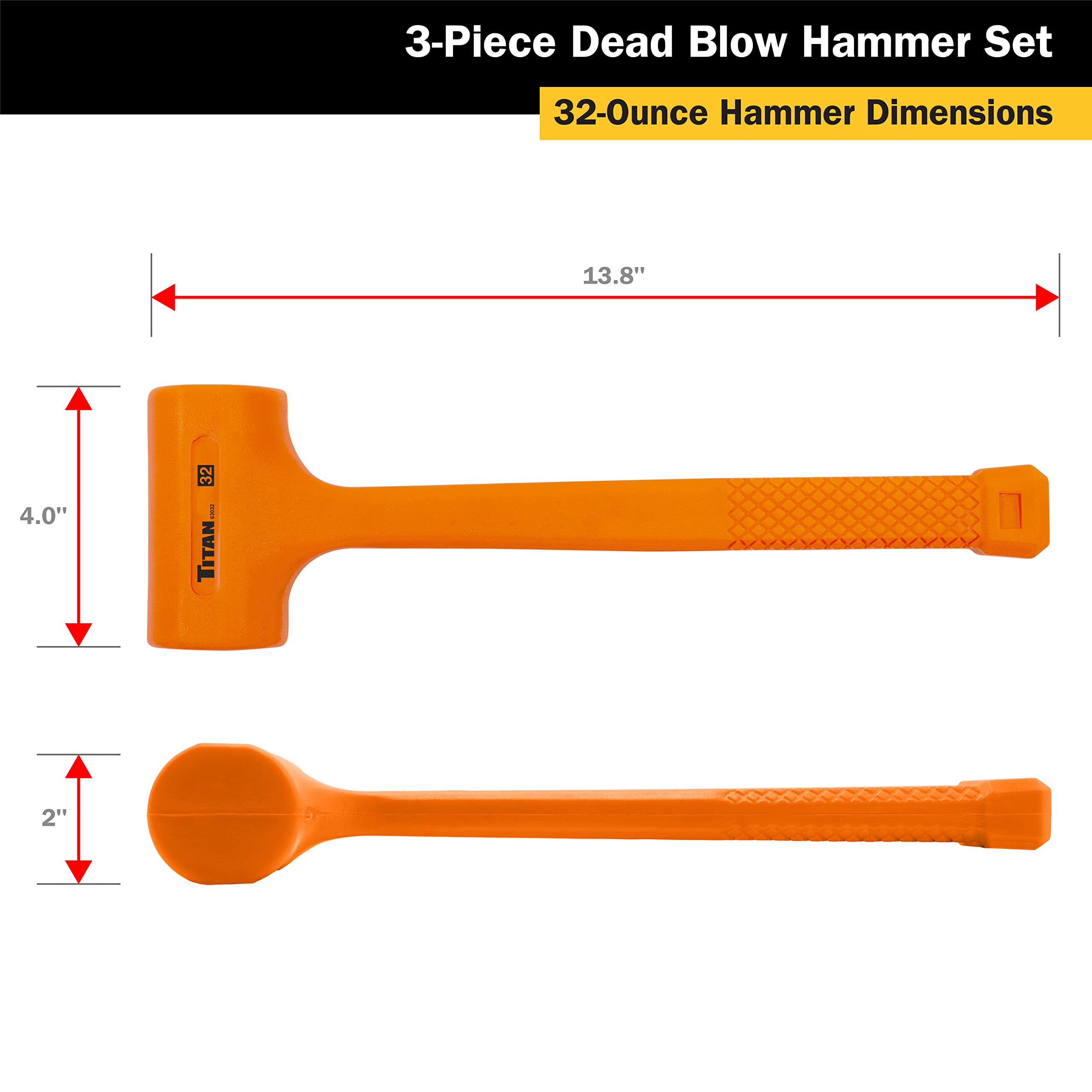 Foto 6 pulgar | Set De Martillos Dead Blow Titan 63143, 450 G, 900 G, 1,4 Kg - Venta Internacional.