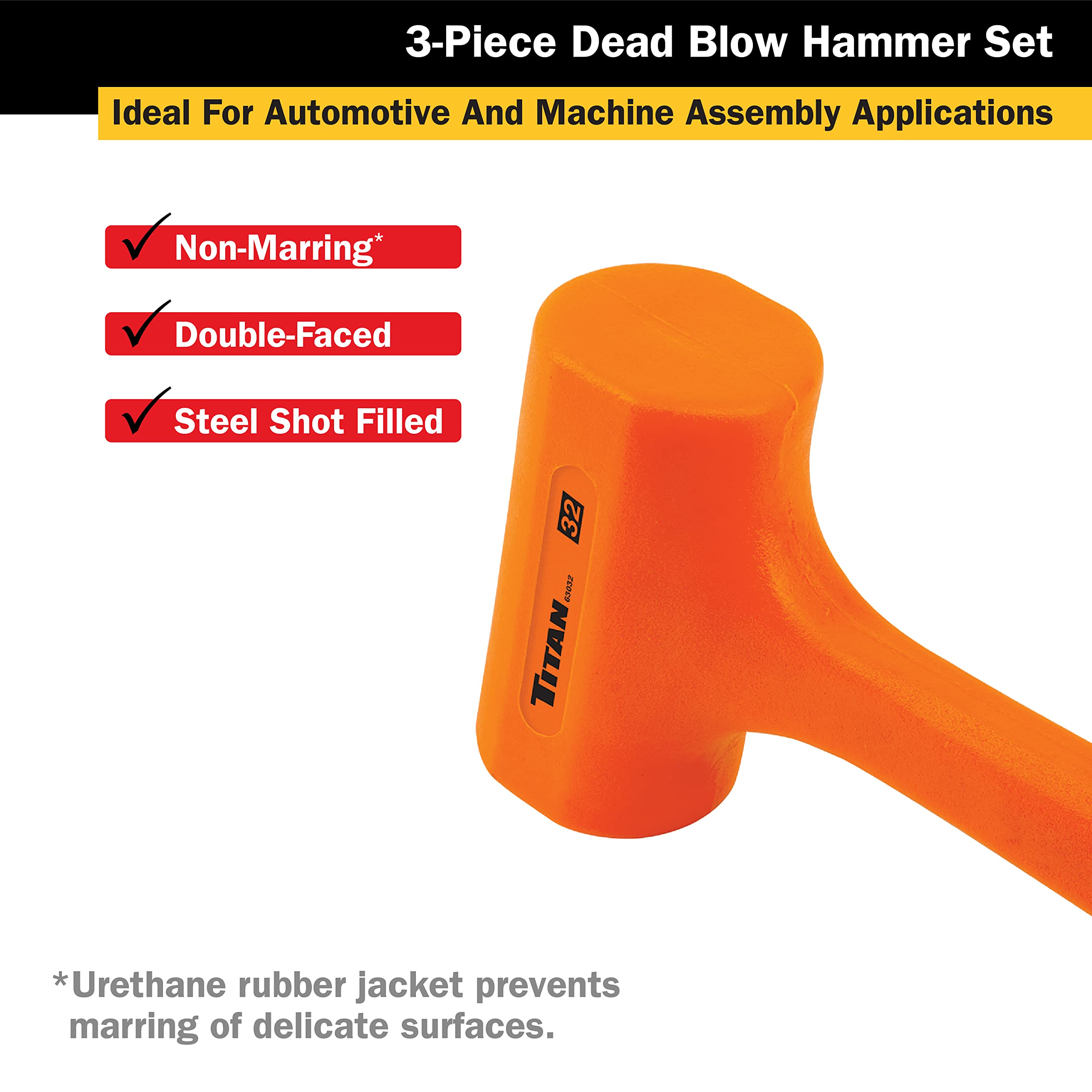 Foto 8 pulgar | Set De Martillos Dead Blow Titan 63143, 450 G, 900 G, 1,4 Kg - Venta Internacional.