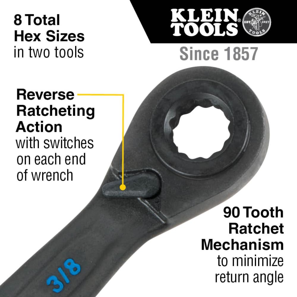 Foto 2 | Juego De Llaves De Trinquete Klein Tools 4-1 Sae, 2 Piezas - Venta Internacional.