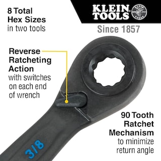 Foto 2 | Juego De Llaves De Trinquete Klein Tools 4-1 Sae, 2 Piezas - Venta Internacional.