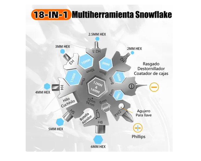Foto 4 pulgar | Llave Para Nieve Xtellar 18en1 Multifunción Con Agujero Para Colgar