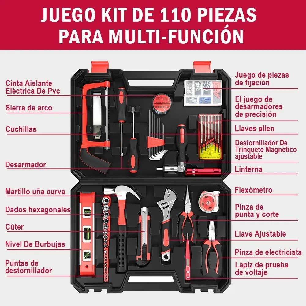 Foto 3 | Juego Herramientas Manuales 110 Piezas Portafolio de Reparación