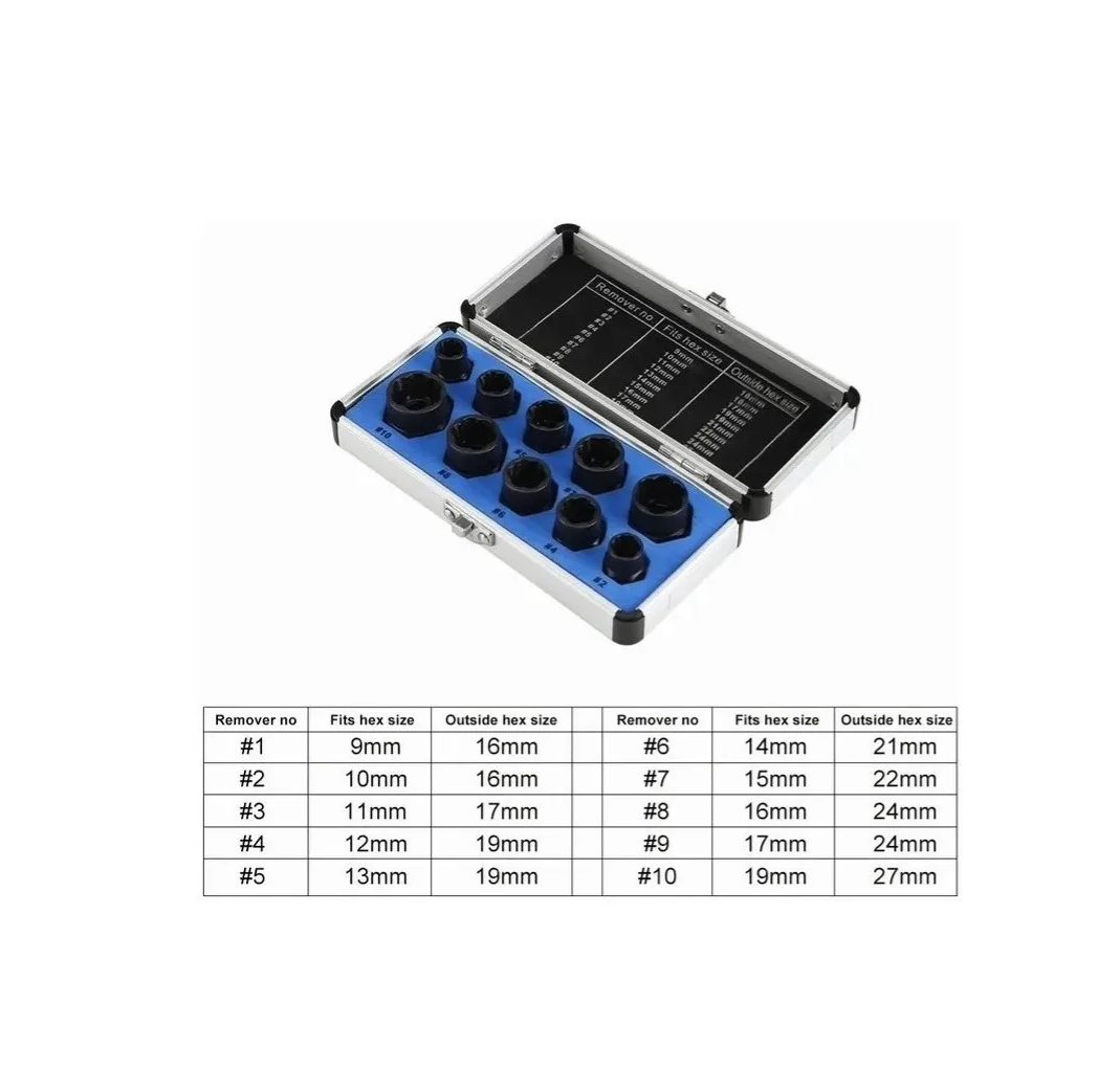 Foto 2 | Juego de 10 Piezas de Extractor de Tornillos de Tuerca