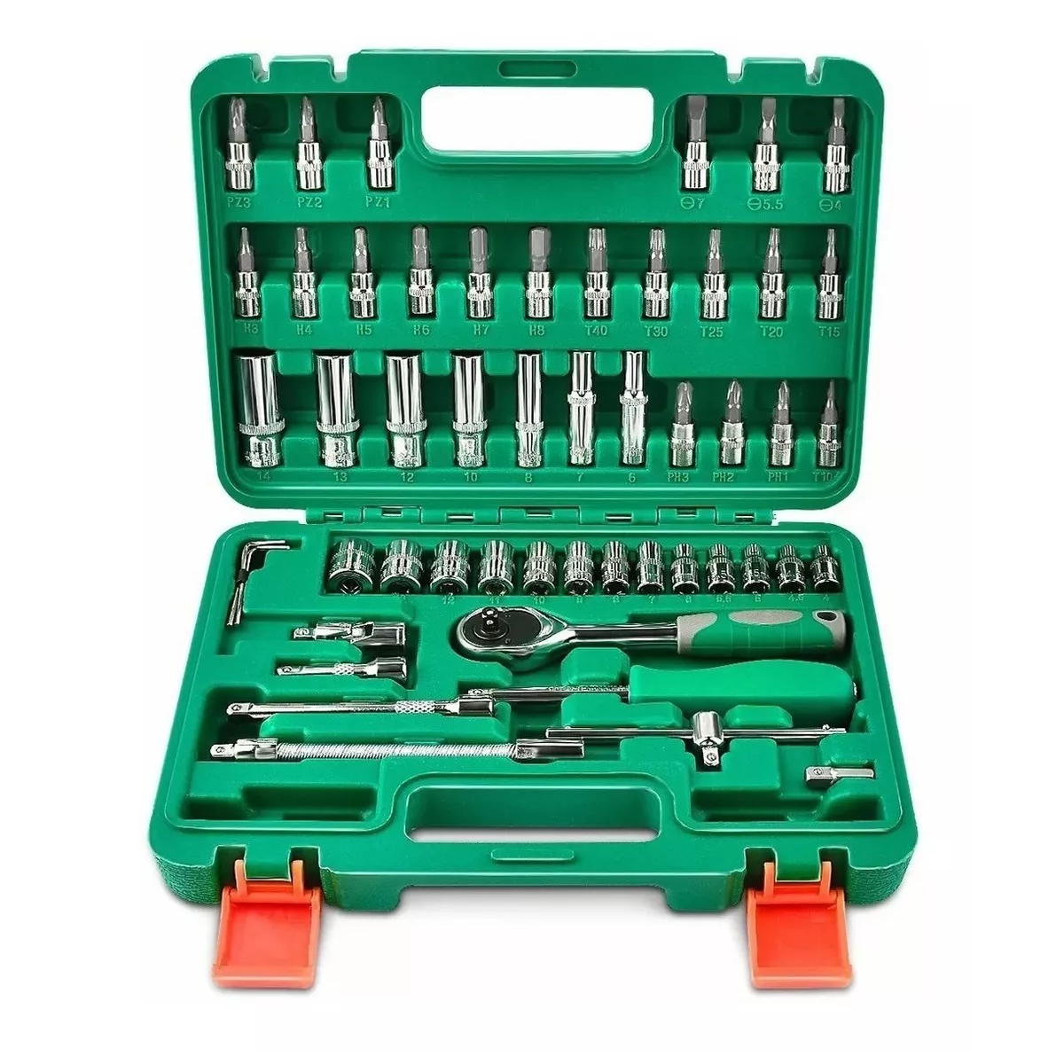 Kit De Herramientas Mecanica 53 Pz Con Desarmador y Matraca  Eo Safe Imports Esi-4920 Verde