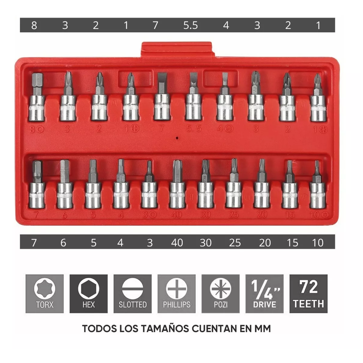 Foto 3 pulgar | Kit Herramientas Mecánicas De Llave De Trinquete De 46 Pzs Eo Safe Imports Esi-5255 color Rojo