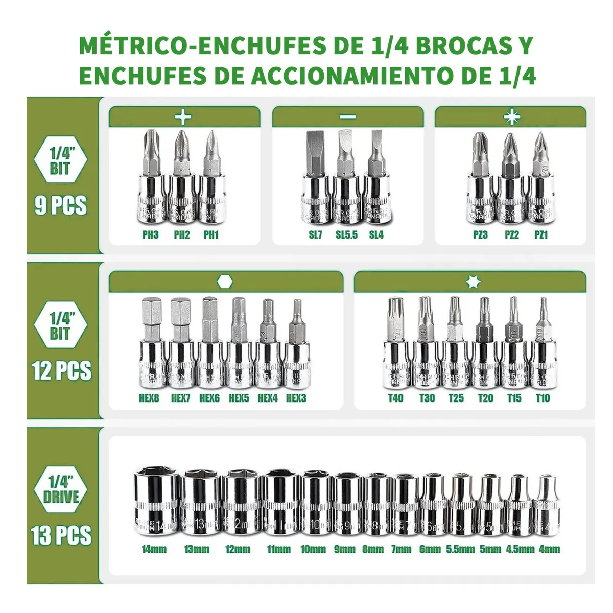 Foto 3 pulgar | Juego De Herramientas Mecánicas 46pcs Eo Safe Imports Esi-6297 Verde