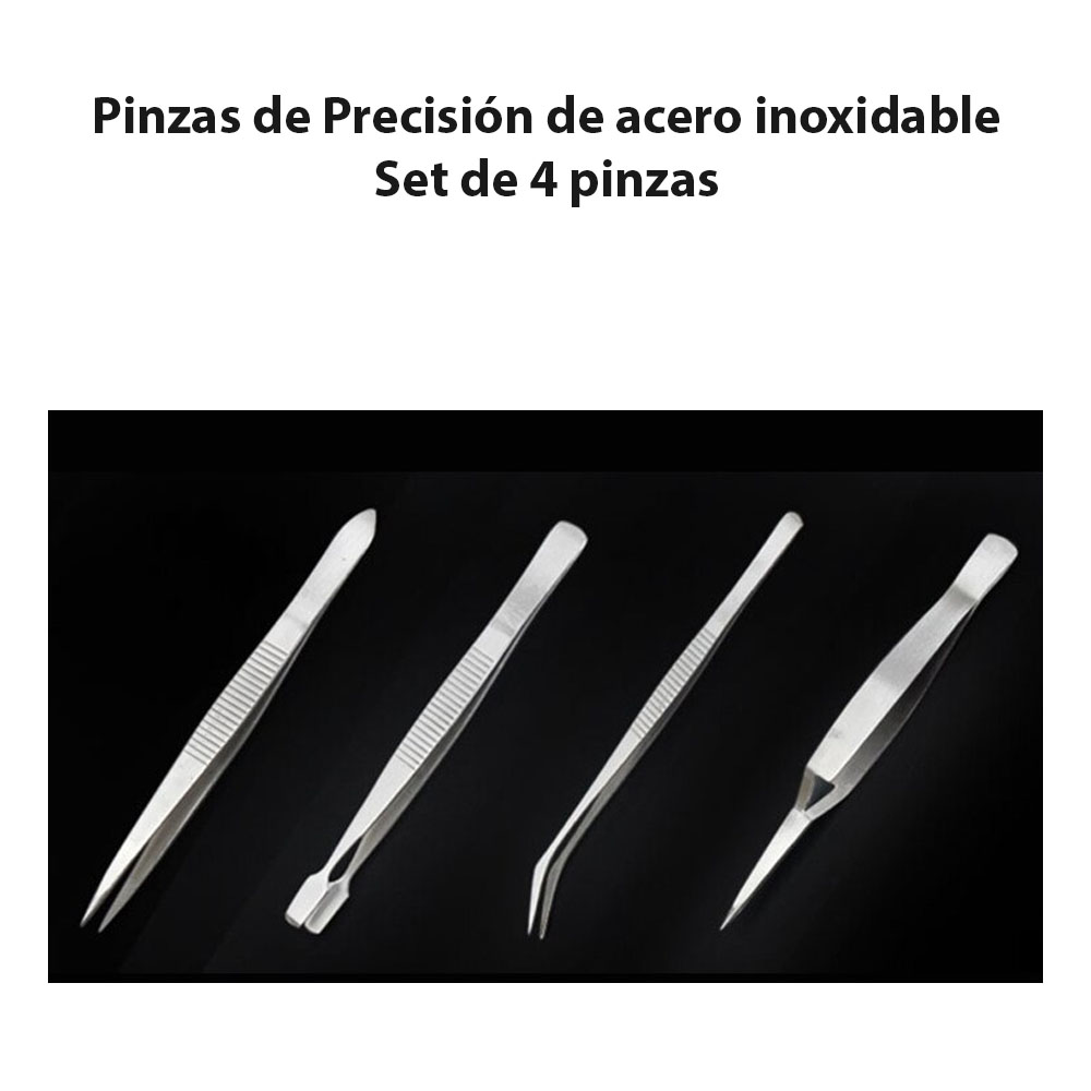 Foto 5 | Pinzas de Precisión Tweezer Compraymas Juego de 4 Pinzas de Acero Inoxidable