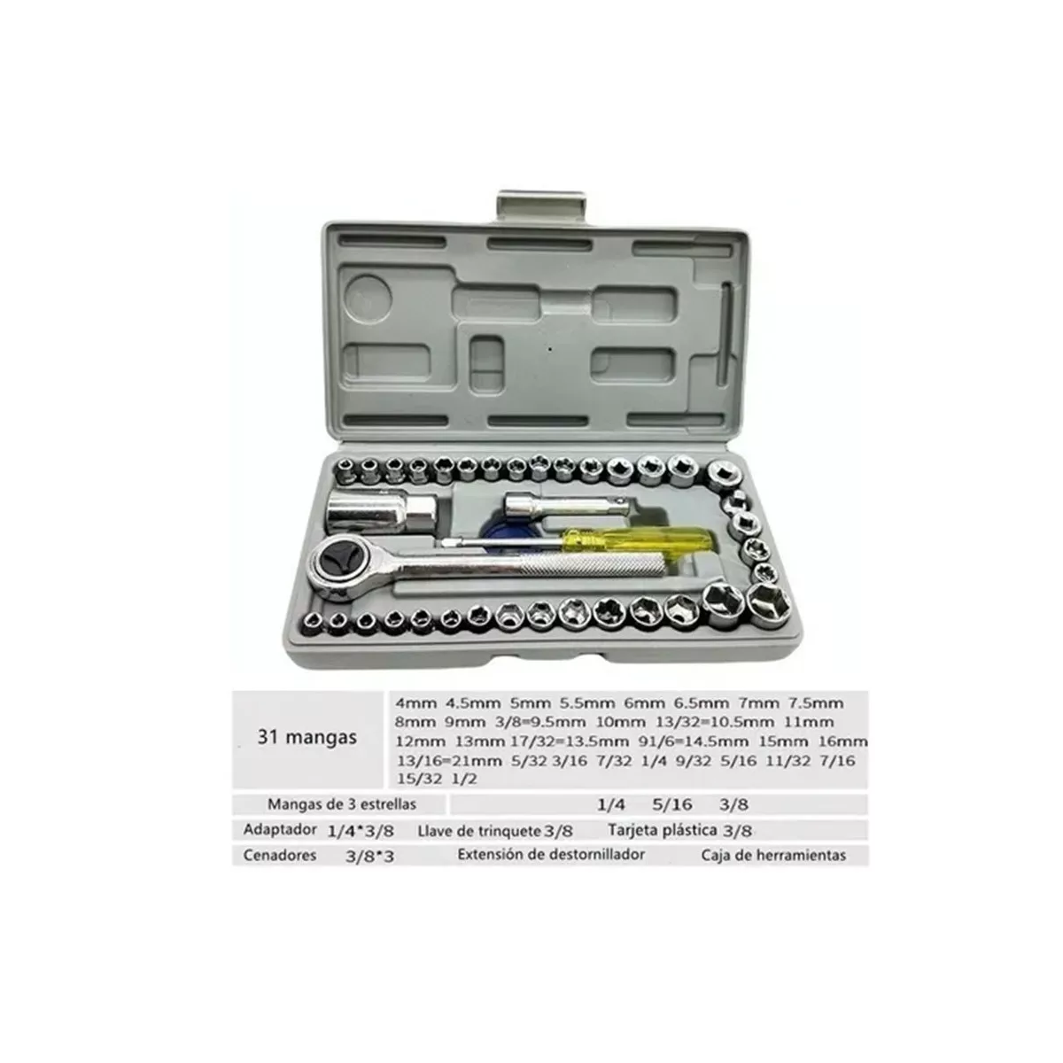 Foto 4 pulgar | Kit de Herramientas Dados de Llave Trinquete Eo Safe Imports Esi-7080 Negro 40 Piezas