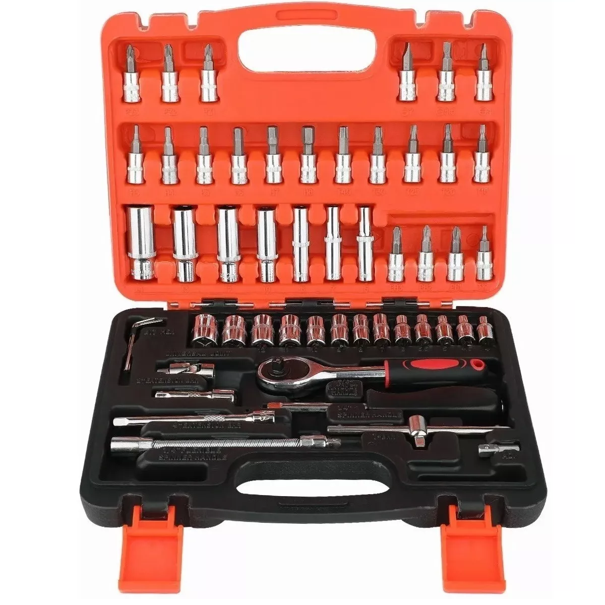 Juego de Herramientas Mecánicas Eo Safe Imports Esi-7082 Dados Acerokit Kit Rojo 53 Piezas