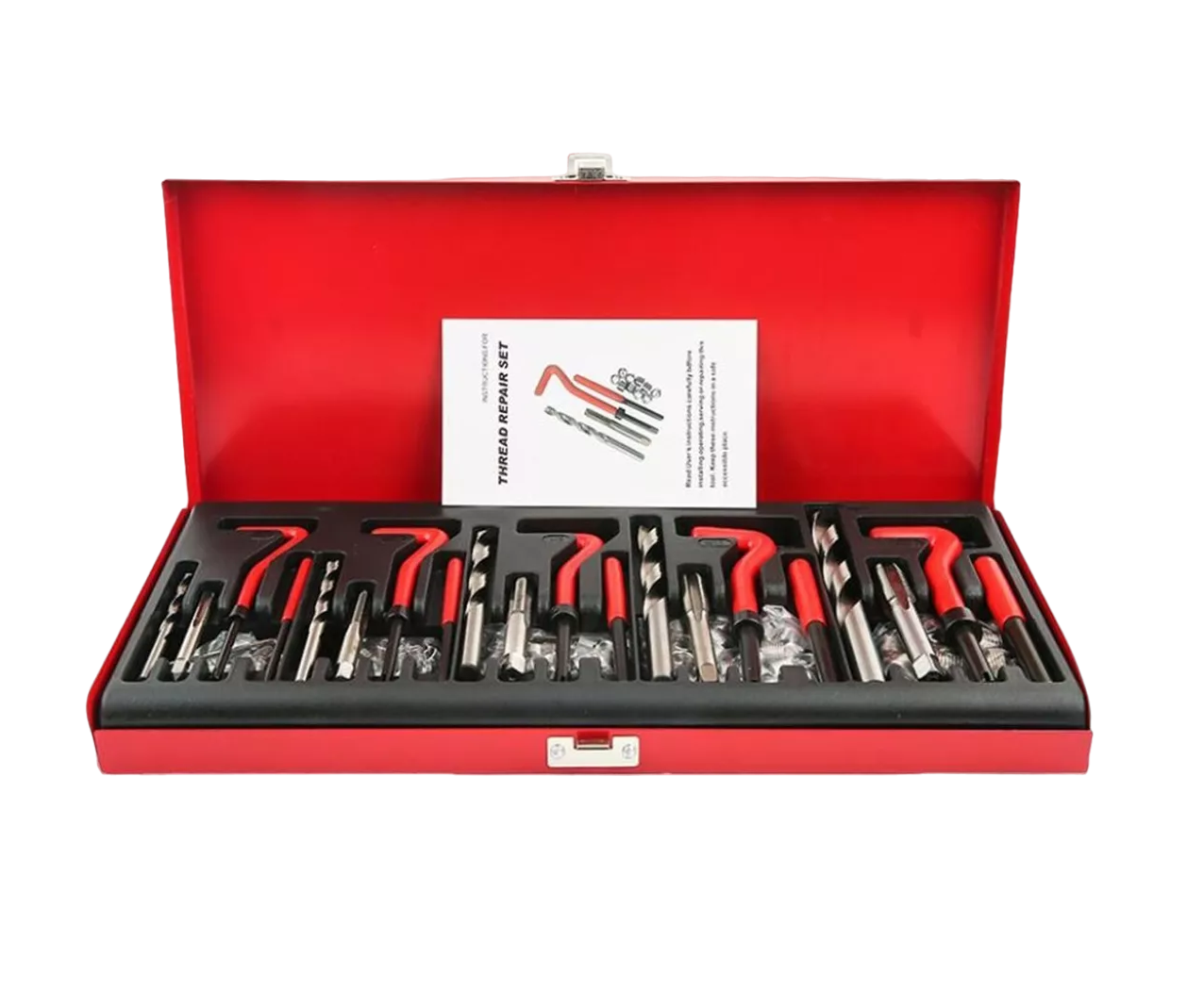 Kit de Reparación GOXAWEE de Helicoil Rosca Deshuesada 131pcs color Rojo con Negro