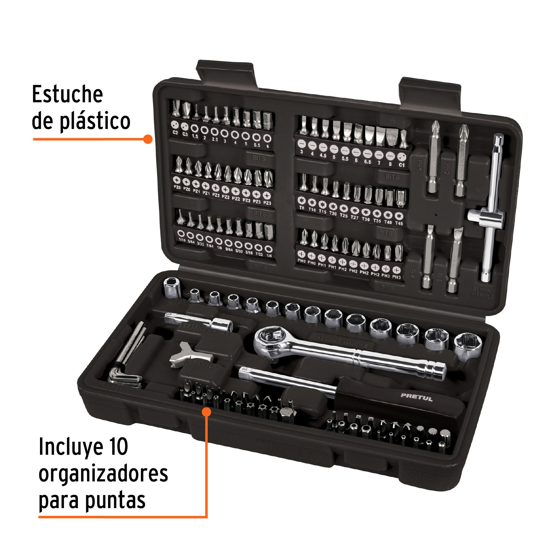 Foto 3 pulgar | Juego de Herramientas Pretul 1/4'' para Mecánico 130 Piezas