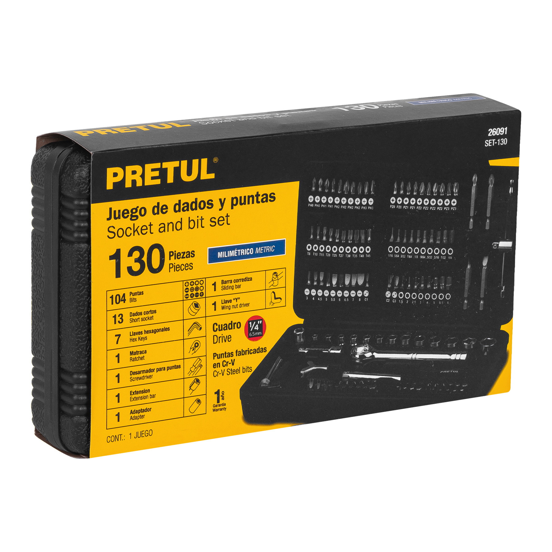 Foto 4 pulgar | Juego de Herramientas Pretul 1/4'' para Mecánico 130 Piezas