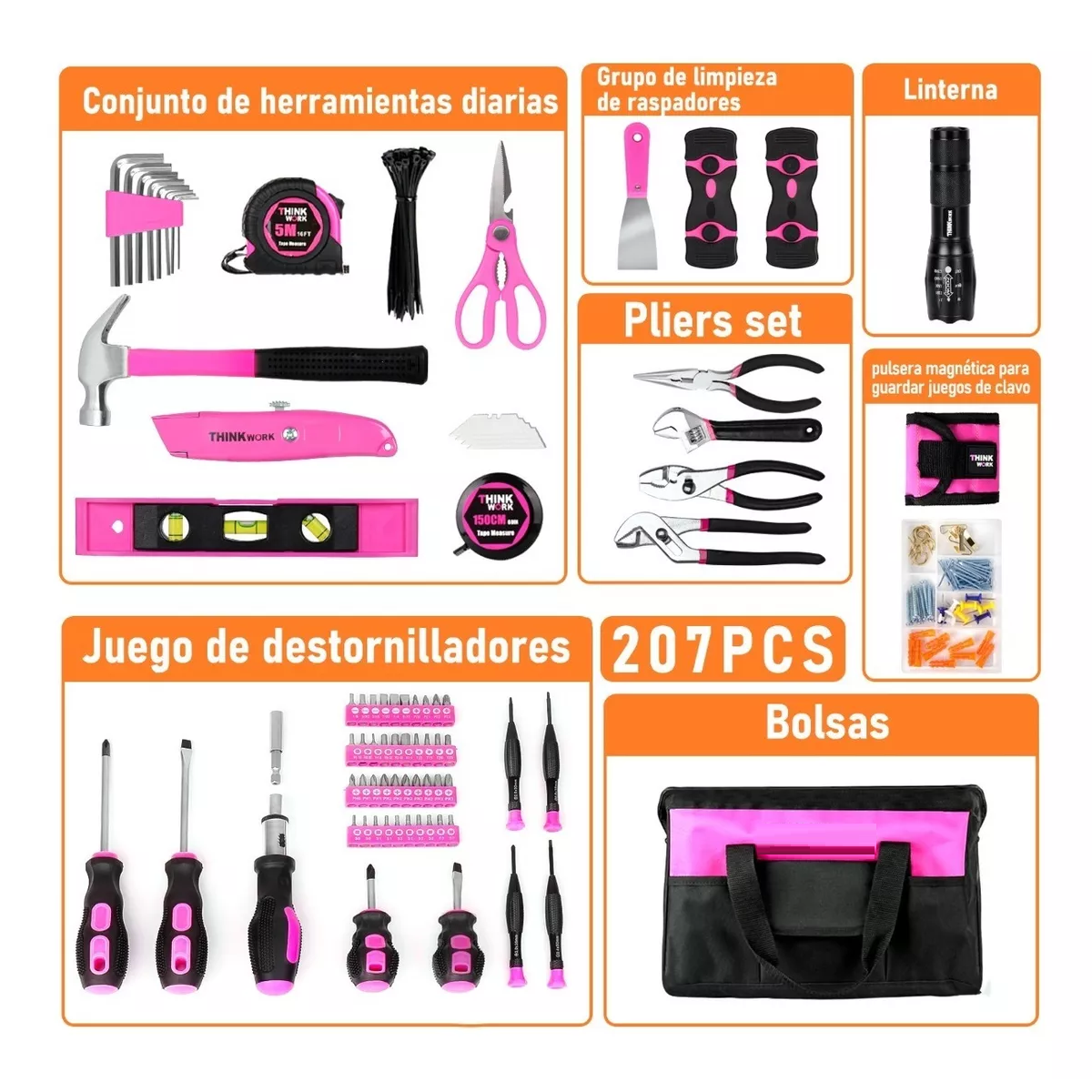 Foto 3 pulgar | Juego de Herramientas Mecánicas Eo Safe Imports Esi-8177 Multicolor 207 Piezas para Mujer