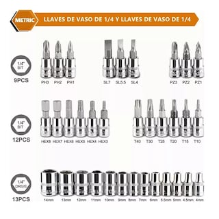 Foto 2 | 2 Kits Juego De Herramientas Mecanicas Manuales Dado Eo Safe Imports Esi-14341 Plata